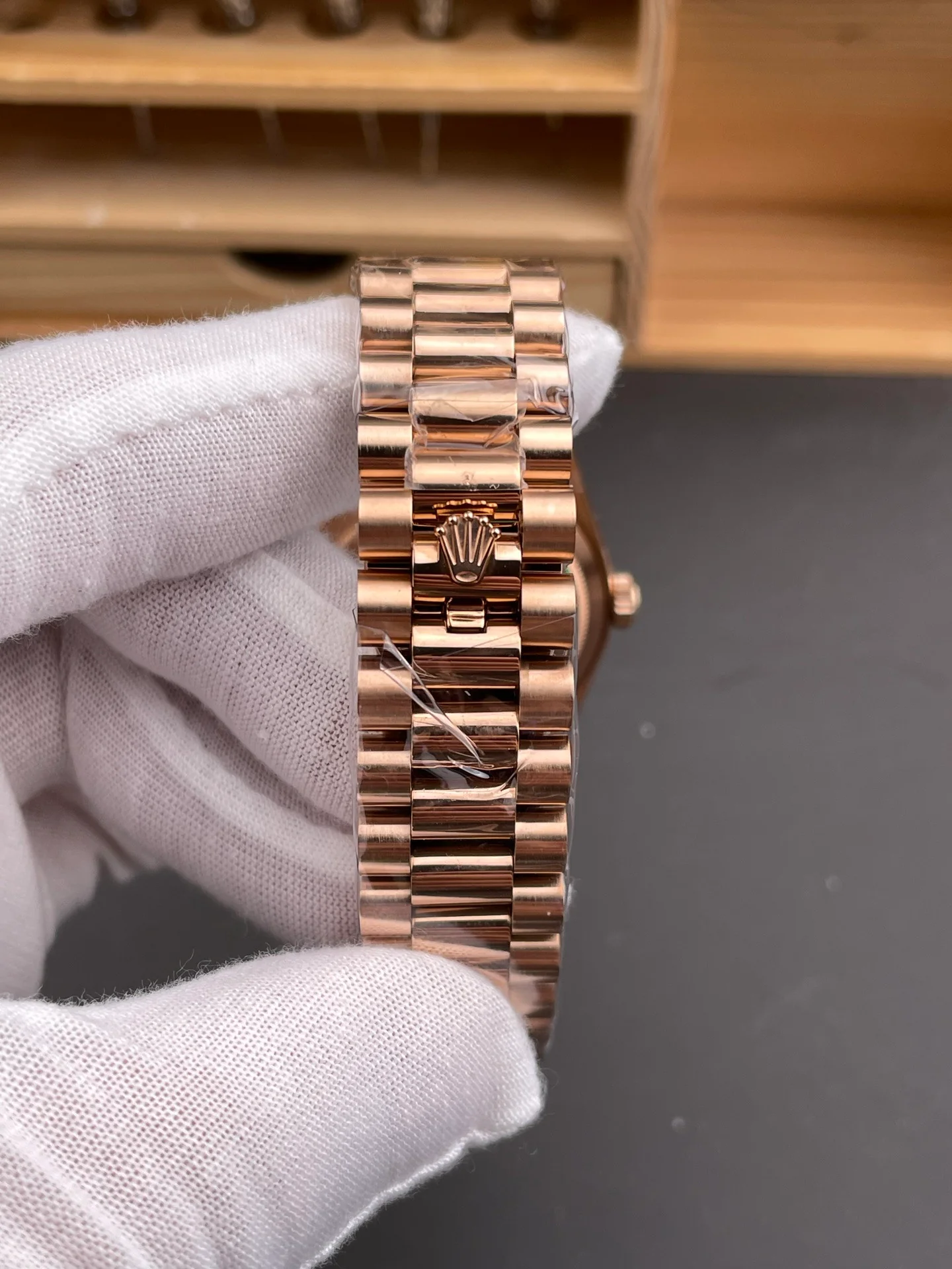 Rose Gold Blue-Green Dial Day-Date