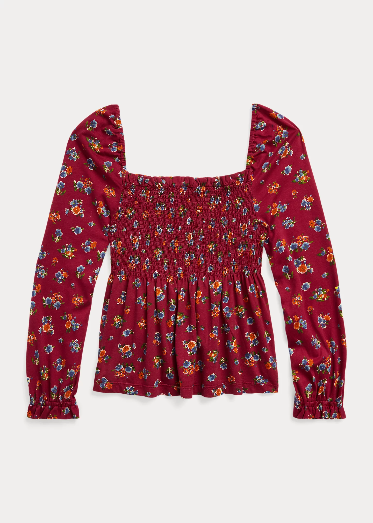 Floral Smocked Cotton Jersey Top