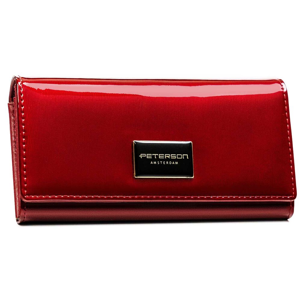 PETERSON Portfel damski skórzany Peterson, 9,5 x 18,5 x 4 cm, RFID, z logo