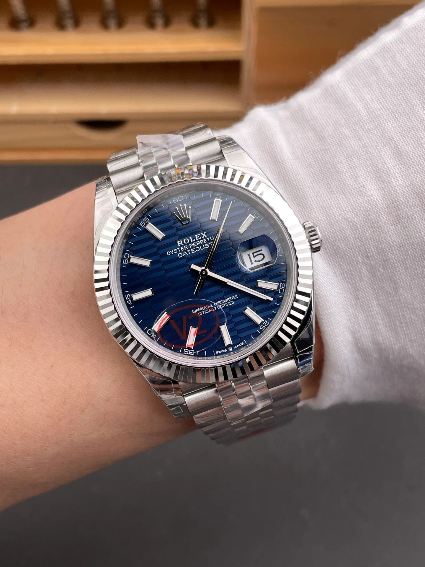 Blue Grid Datejust Wave Blue Dial