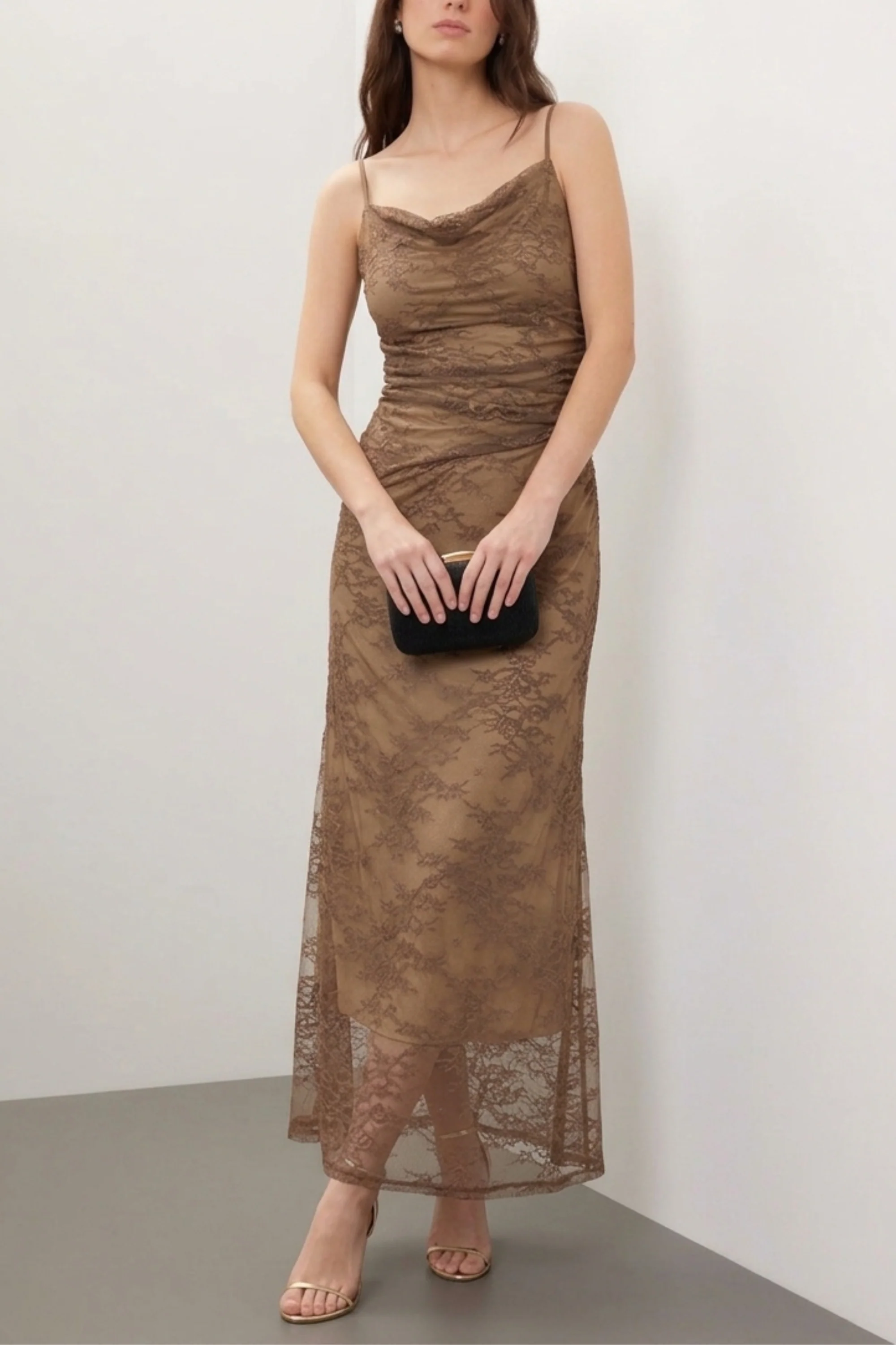 Sahara Camel spaghetti dress