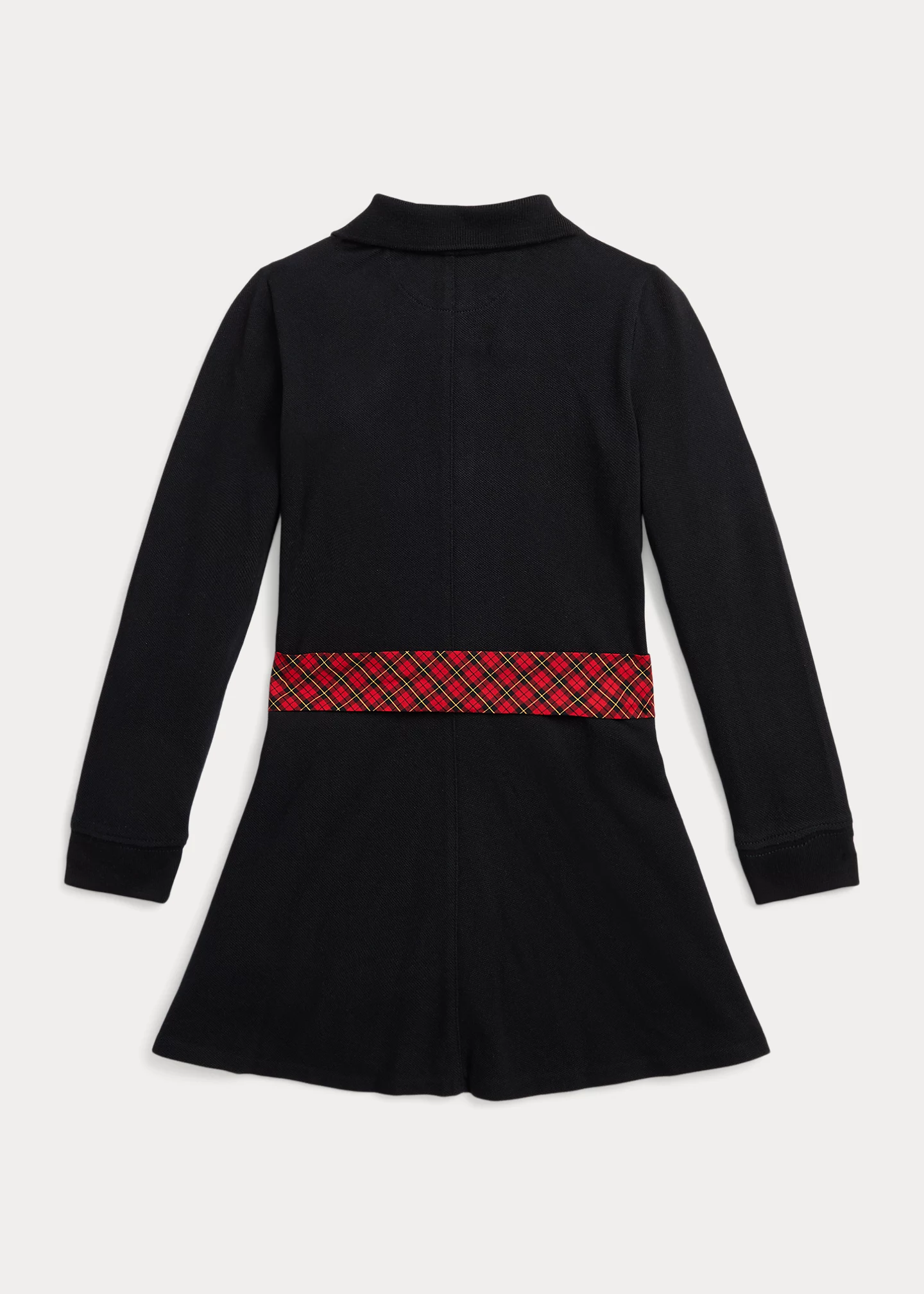 Plaid-Sash Knit Oxford Dress