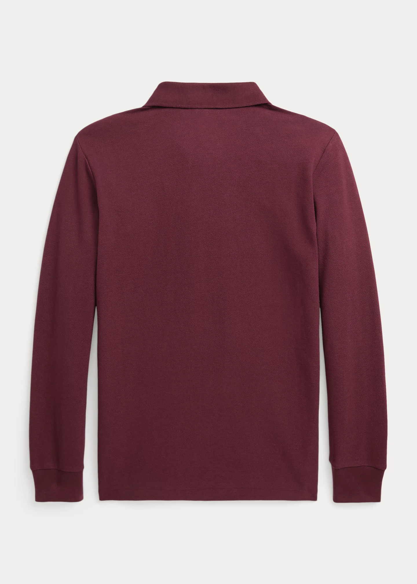 Cotton Mesh Long-Sleeve Polo Shirt