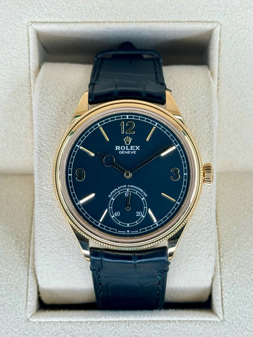 [2026 Mirror Grade]Rolex 1908 Yellow Gold Black Dial Black Alligator Strap - 52508-0002