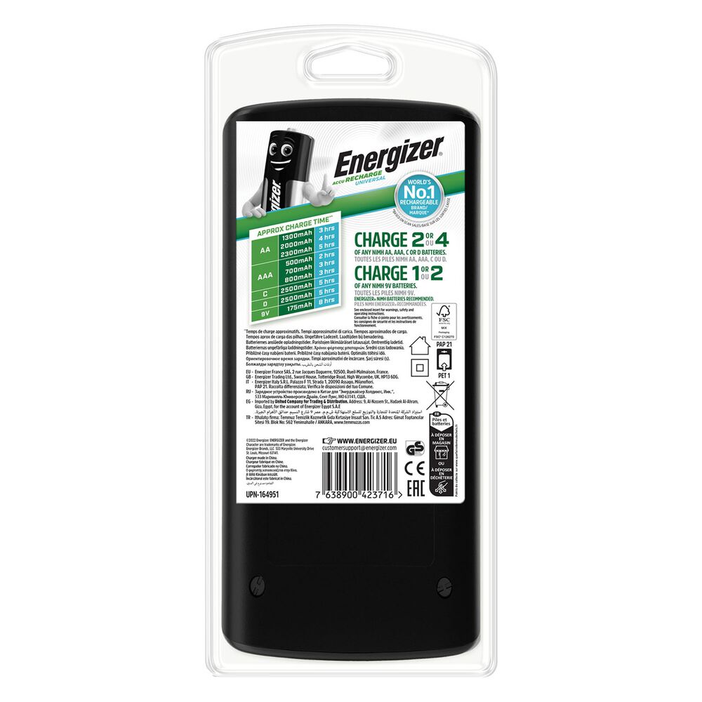 ENERGIZER Ładowarka Energizer do akumulatorków, AA, AAA, C, D i 9 V