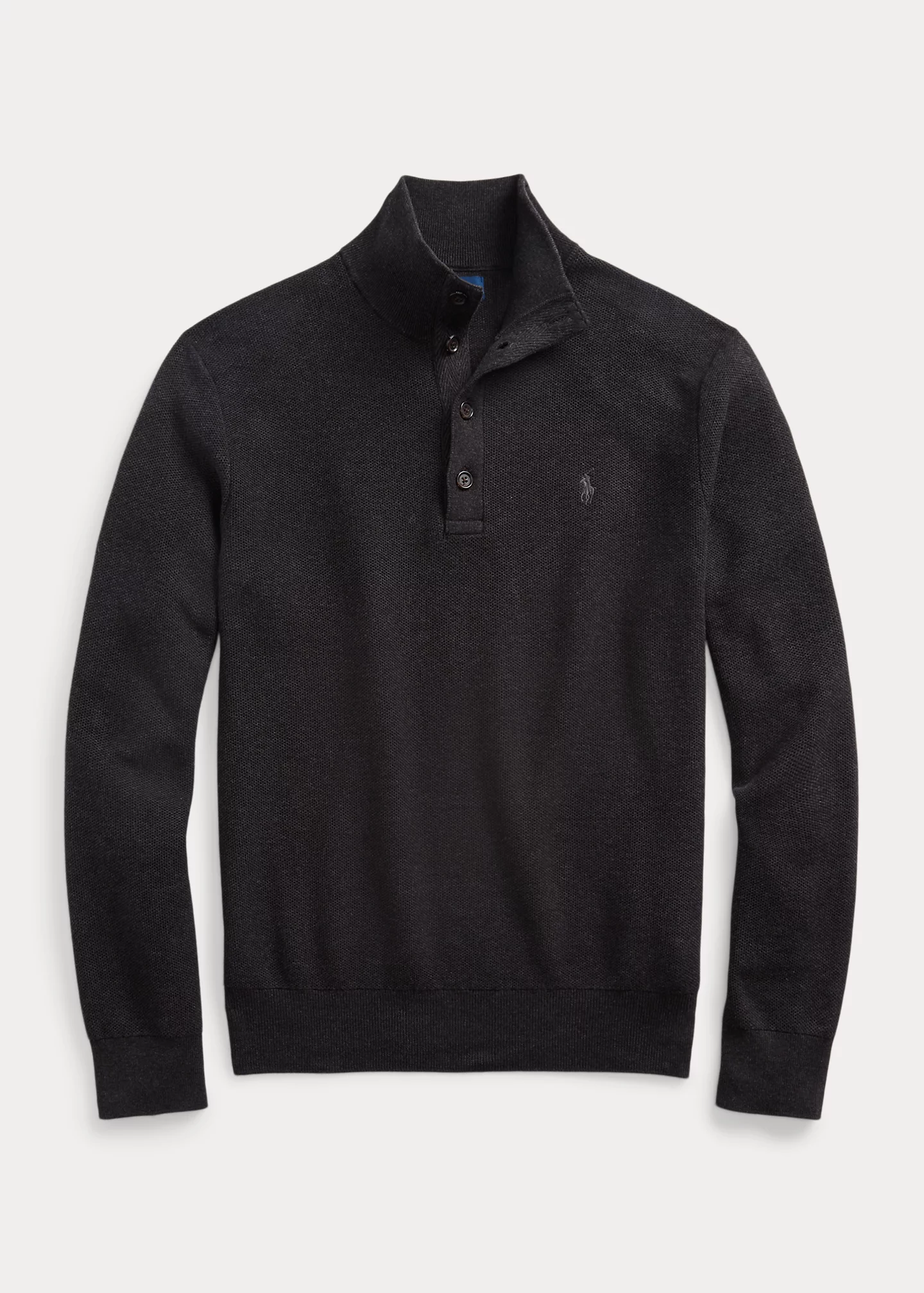 Mesh-Knit Cotton Mockneck Sweater