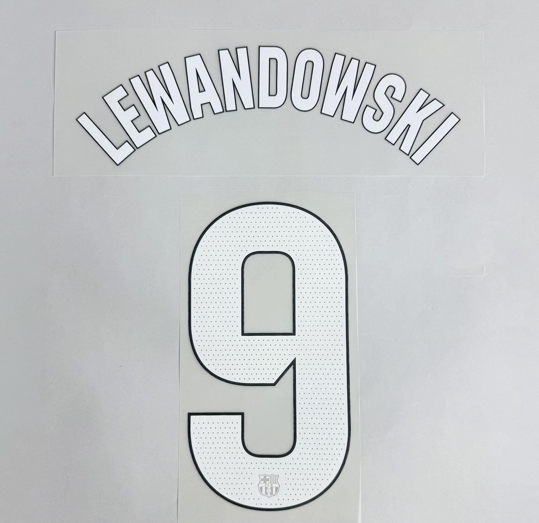 LEWANDOWSKI #9 FC Barcelona 2025-26 Third Away La Liga Football Soccer Name & Number Set