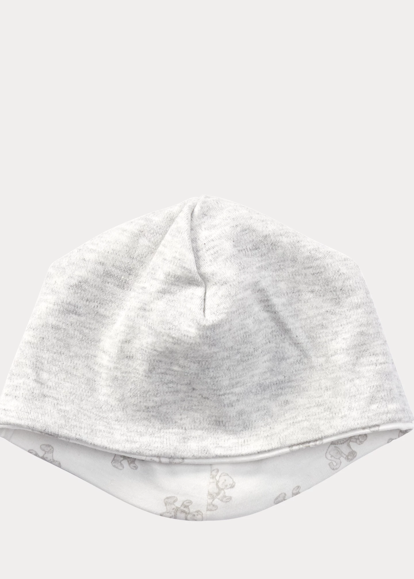 Reversible Bear-Print Cotton Beanie