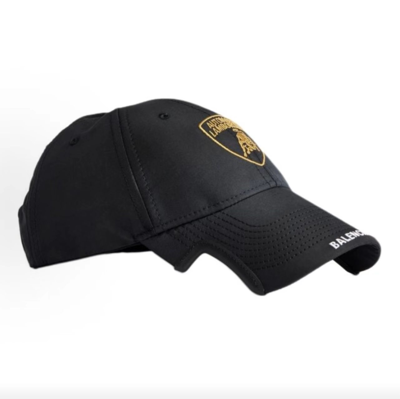 Balenciaga x Lamborghini Gold Logo Black Baseball Cap
