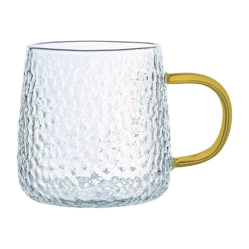 MG HOME Szklanki żłobione MG Home Deco, 4 sztuki, 350 ml, z musztardowym uchem