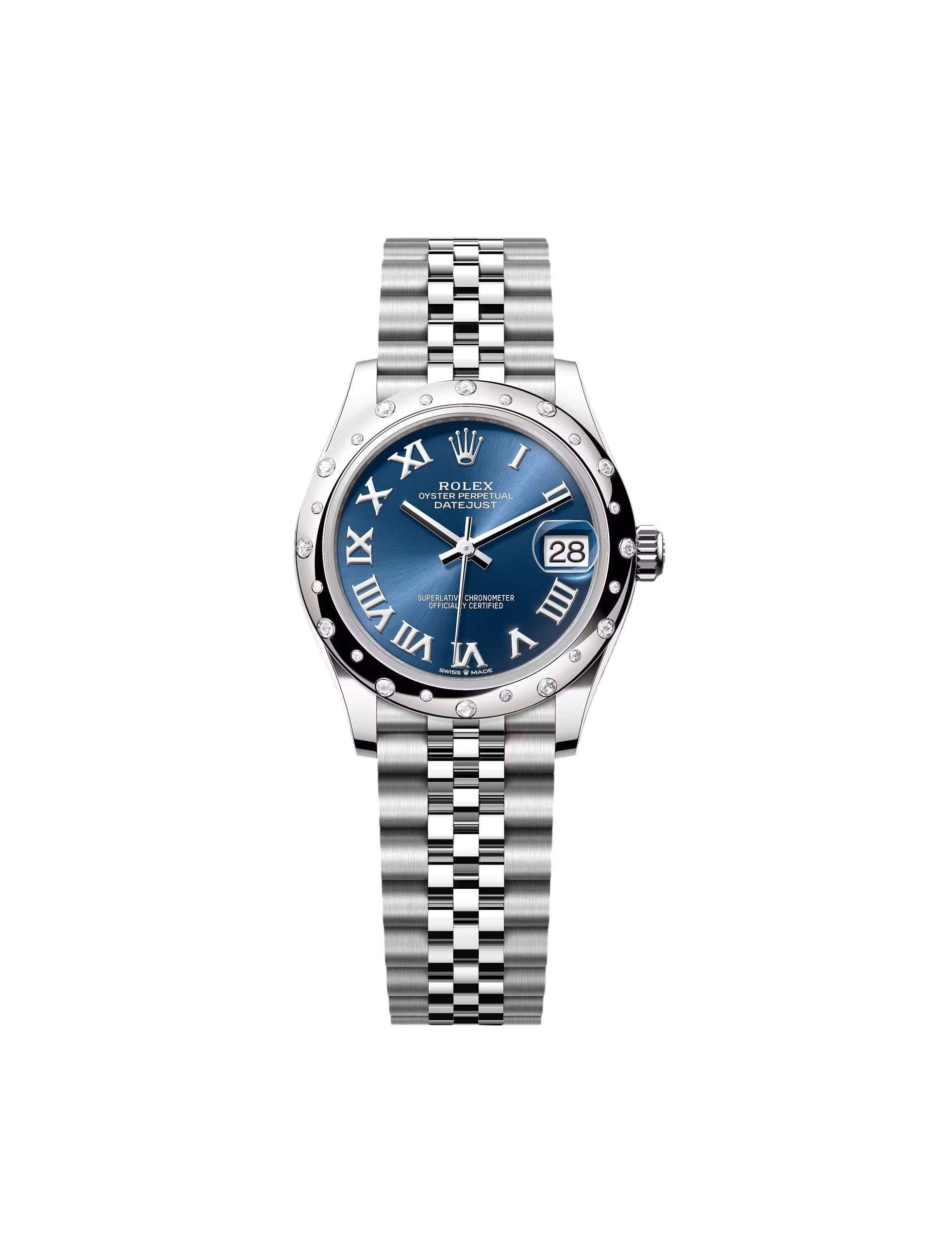 [2026 Mirror Grade]RLX Datejust m278344-0035/0036 Bright Blue Dial 31mm Domed Diamond Oyster Watch