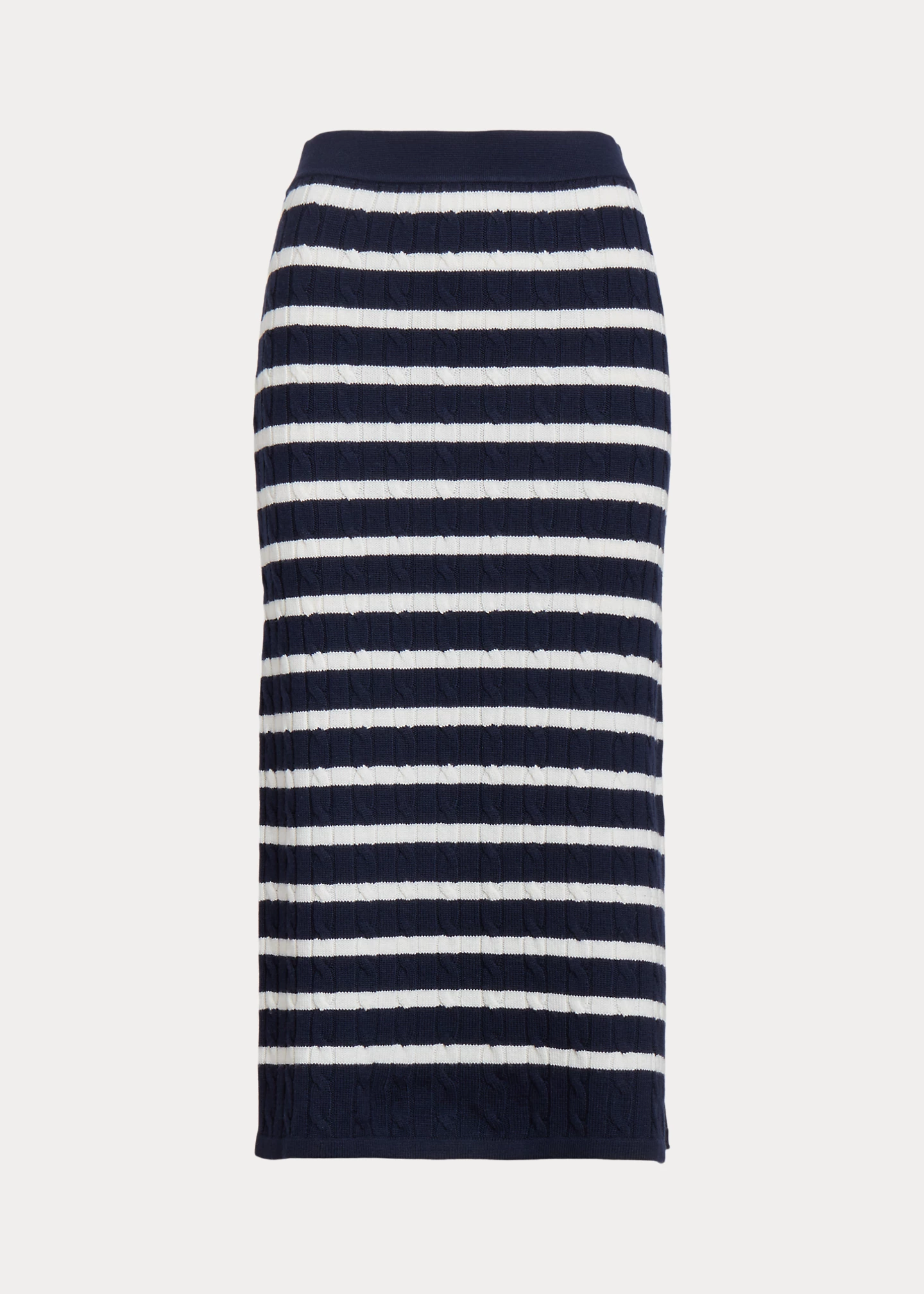 Striped Cable-Knit Pull-On Sweater Skirt