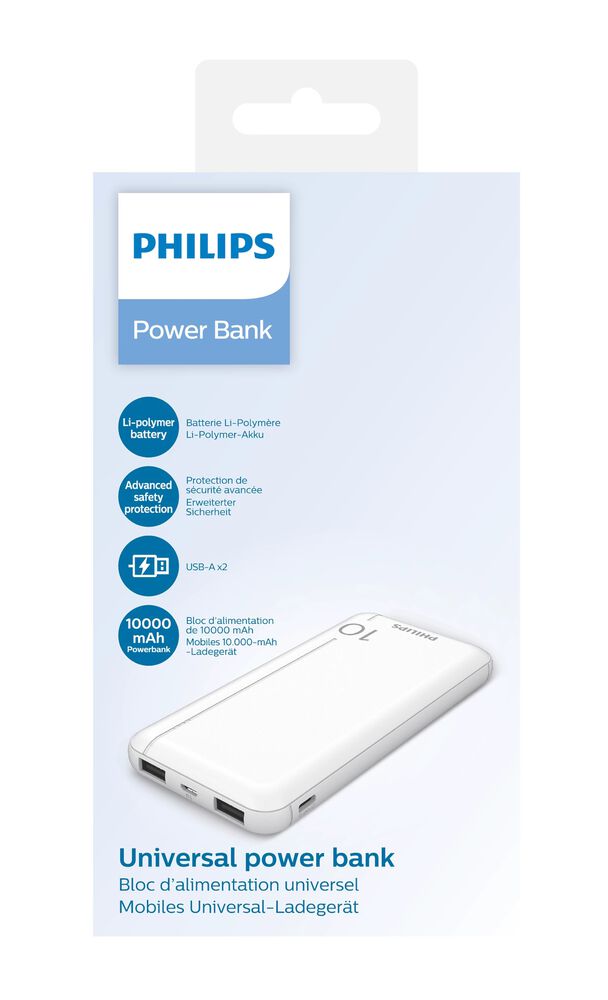 PHILIPS Powerbank Philips DLP1810NW/62, 10000 mAh, 10 W, biały