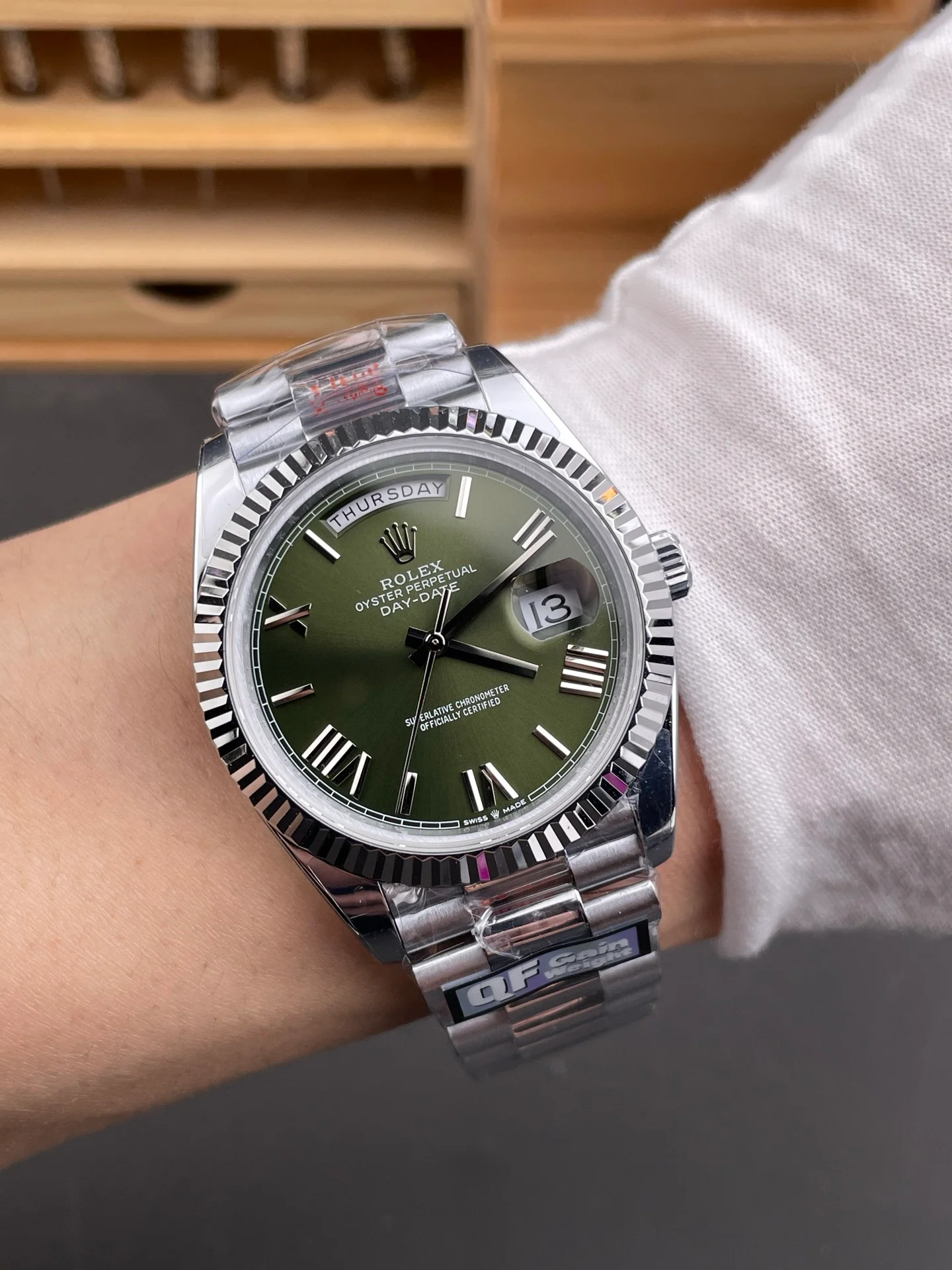 Day-Date Olive Green Roman Dial