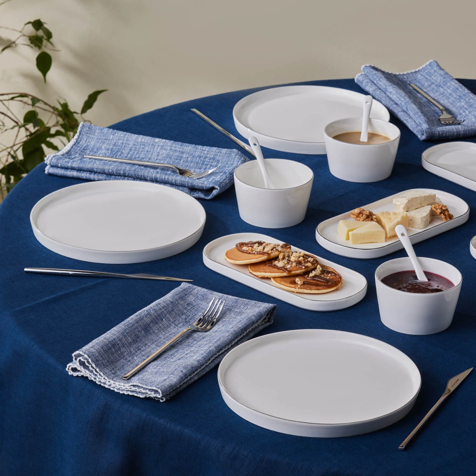 Karaca Forever Bone Bomo Service Petit-Déjeuner 22 Pièces pour 6 Personnes – Platine