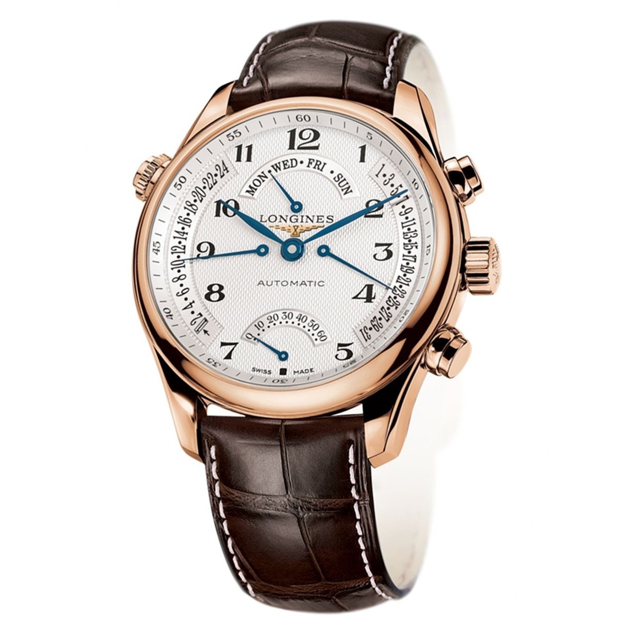 [2026 Mirror Grade]Longines Men's L27158783 Master Collection 18kt Rose Gold Automatic Brown Leather Watch