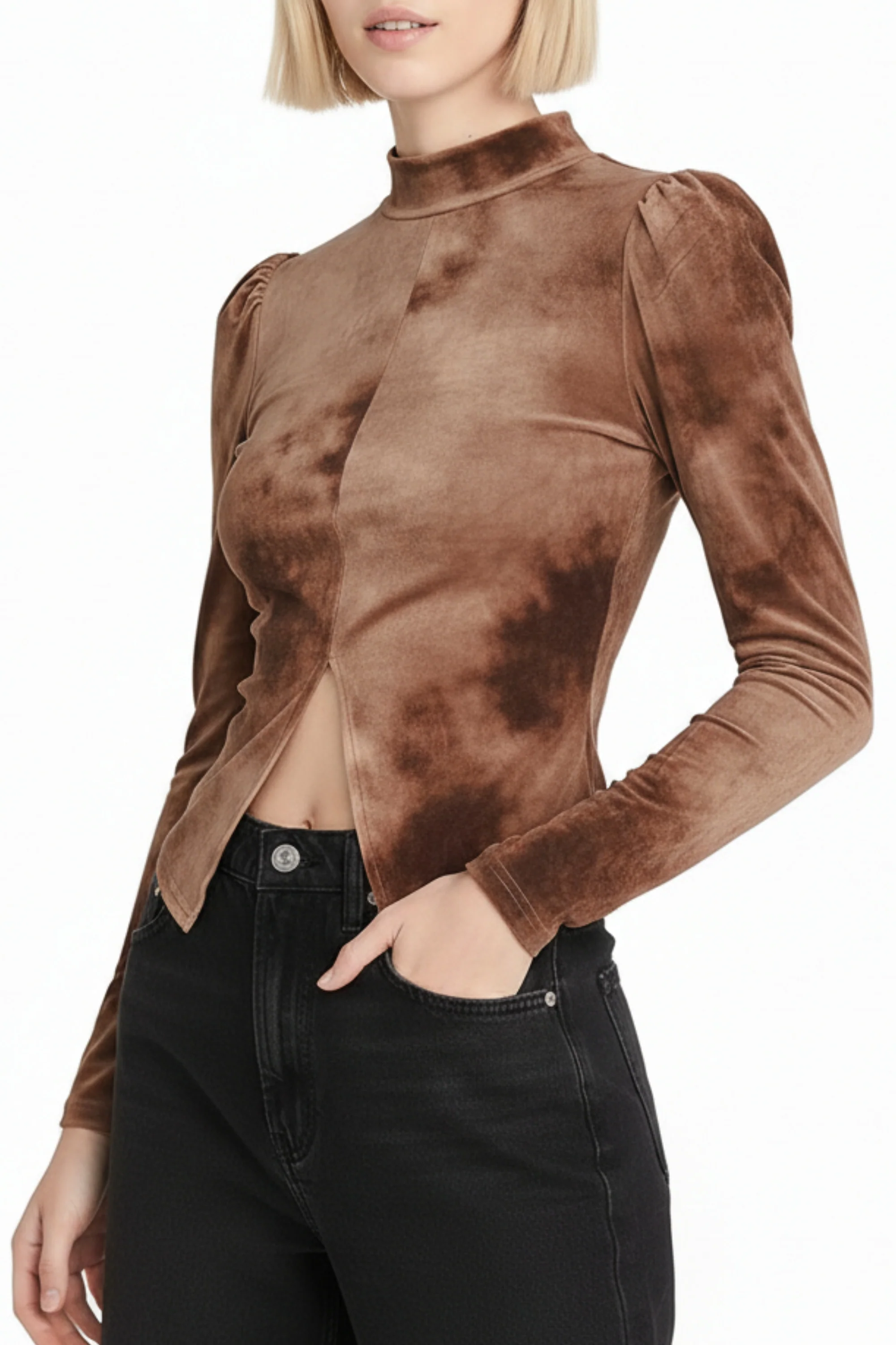 Brown Swirl Skin-Fit Top