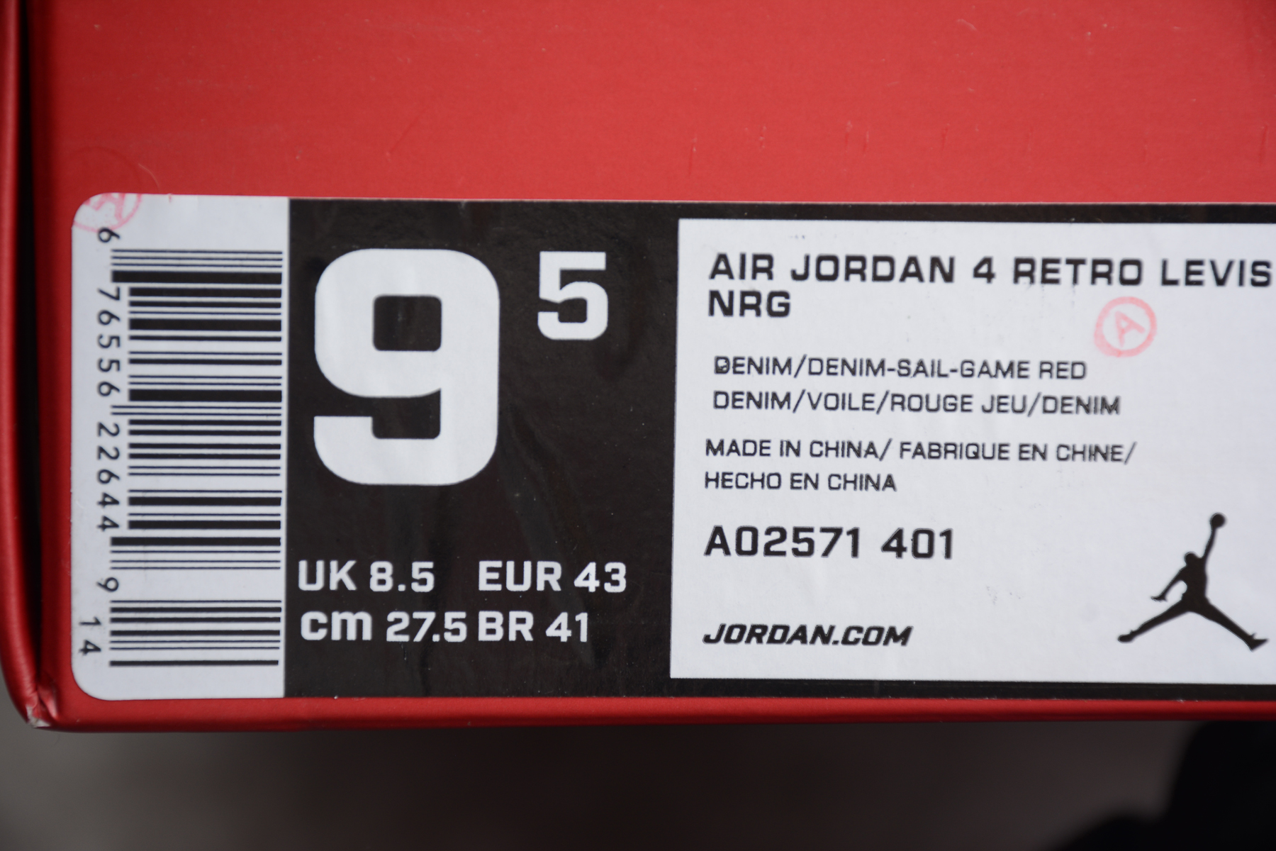 Levi's x Air Jordan 4 Blue Denim AO2571-401