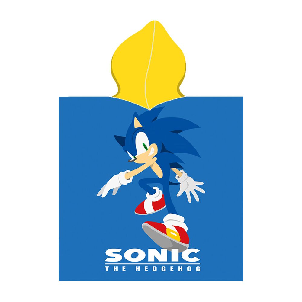 SONICPonczo kąpielowe dla dzieci Sonic, 55 x 110 cm