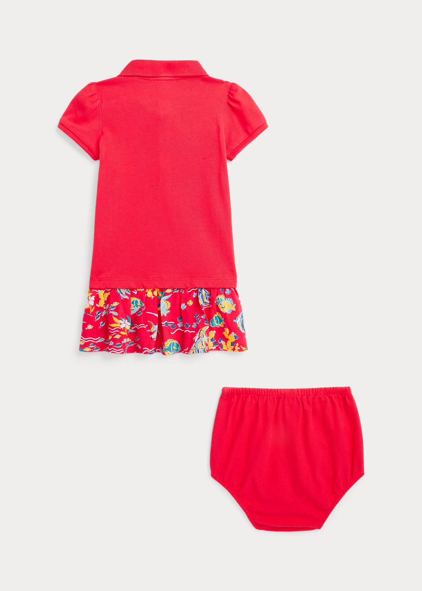Tropical-Print Mesh Polo Dress & Bloomer