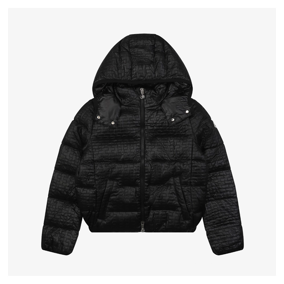 Mxxcler Gisors Waffle Quilted Hooded Down Jacket (White/Black)
