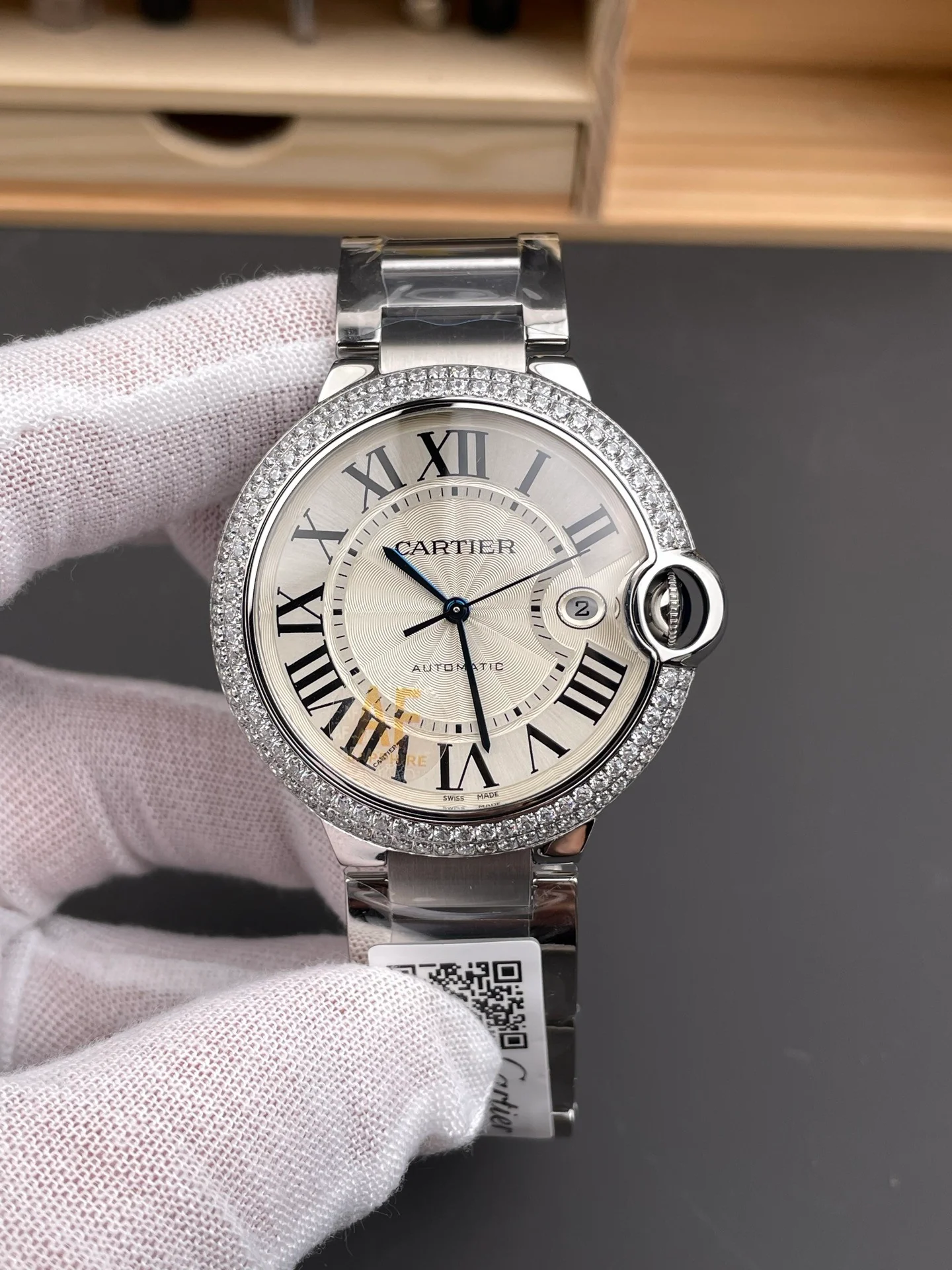 Ballon Bleu Double Row Diamond Bezel Steel Bracelet