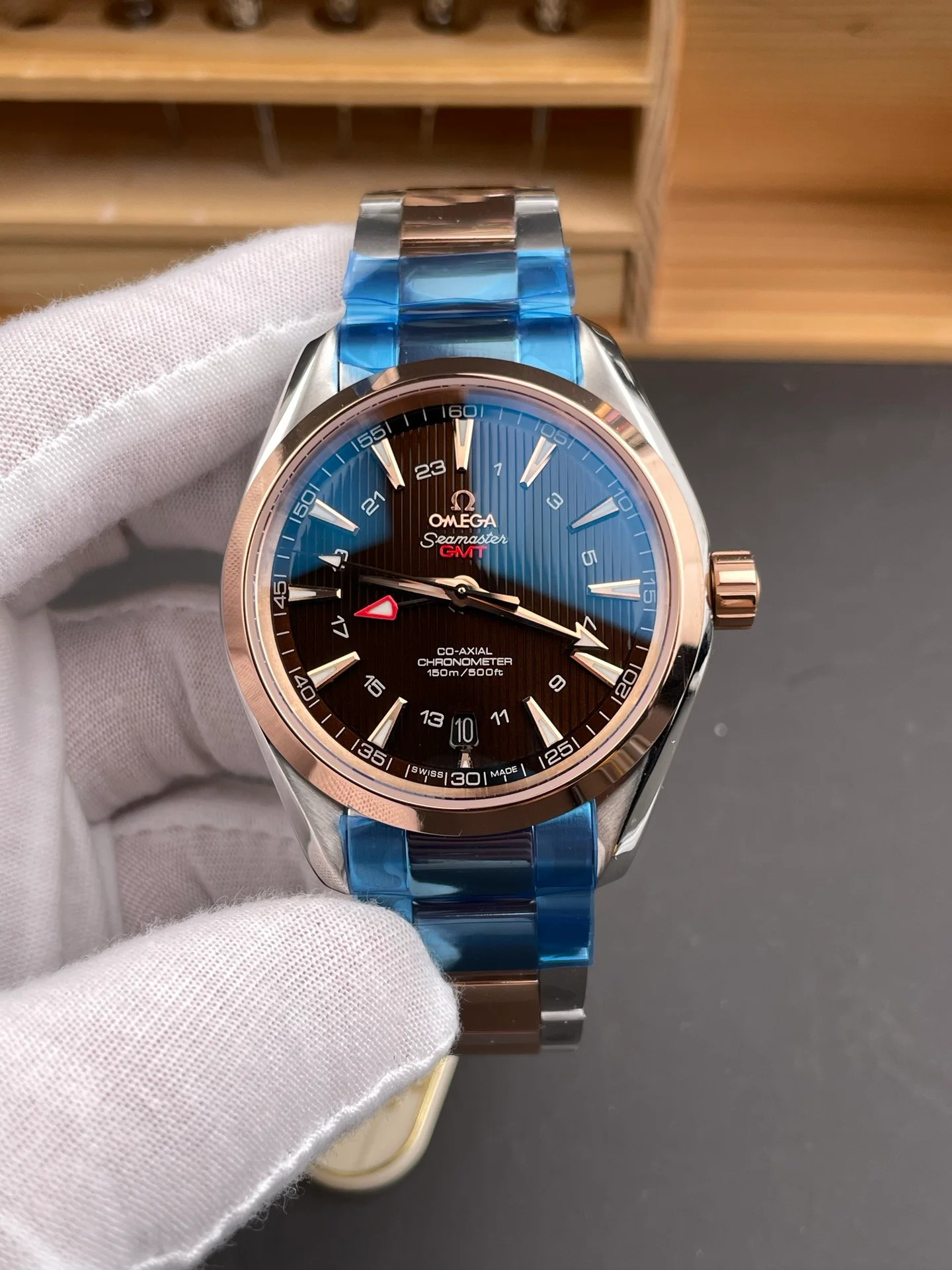 Two-Tone Rose Gold Seamaster 150, GMT Brown Dial