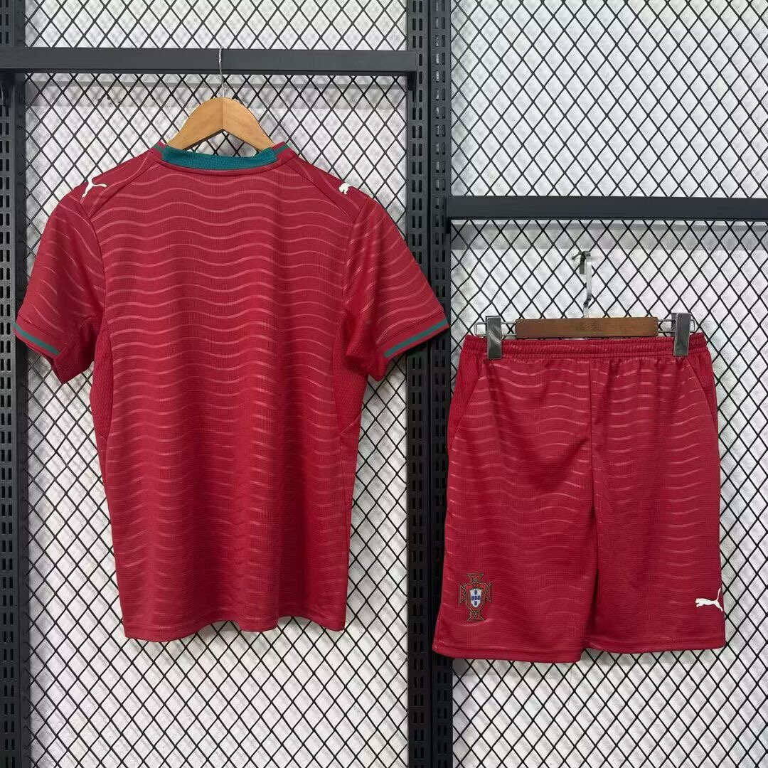 Portugal Home Football Uniform Kids Kit Jersey+Shorts World Cup 2026