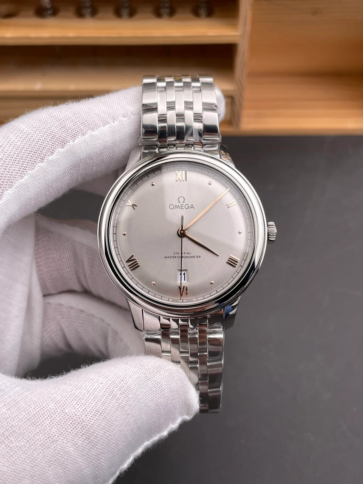 De Ville Gold Needle Silver Dial