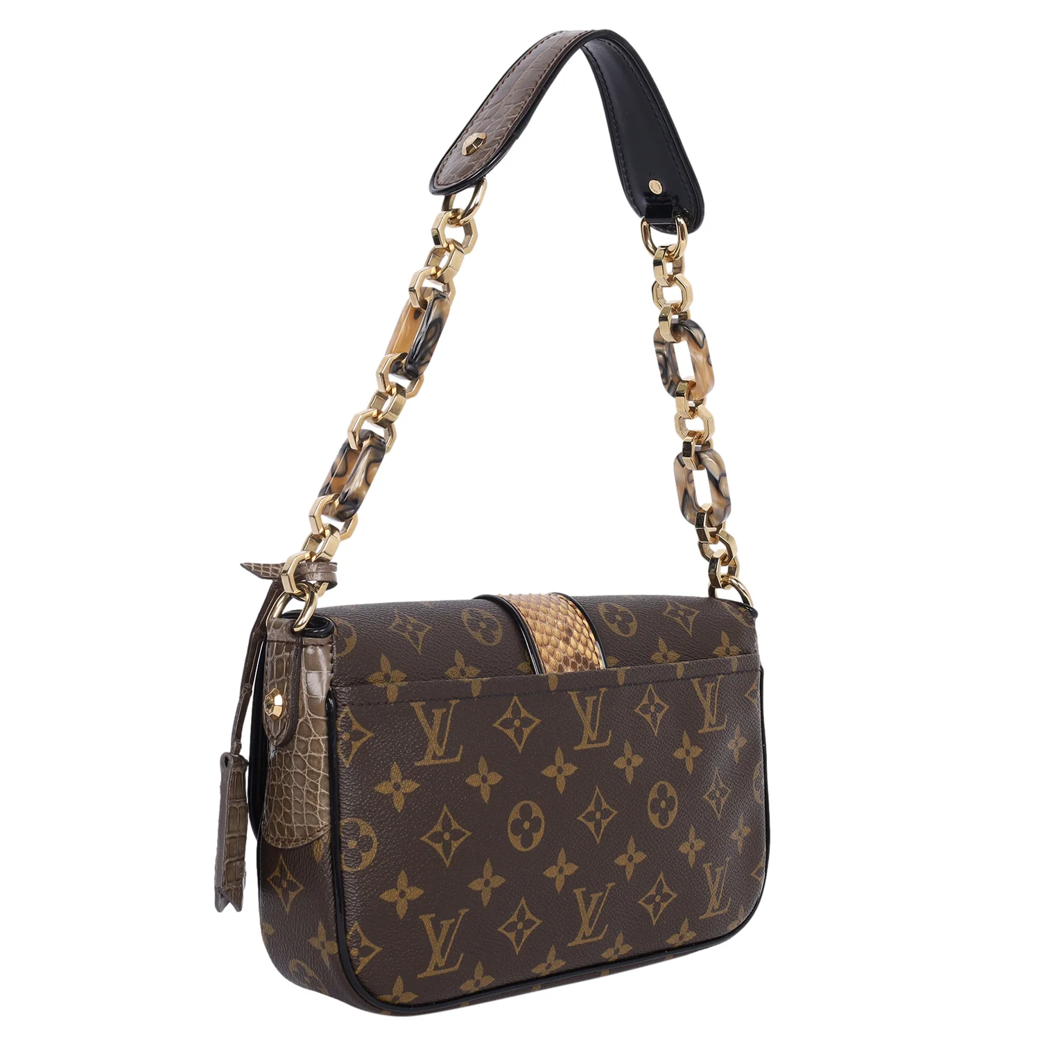 Monogram Alligator Python Shoulder Bag