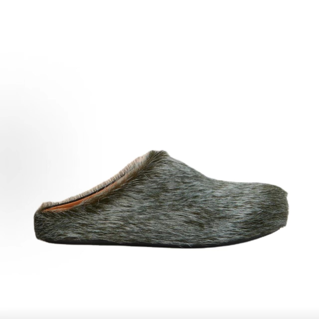 Marni Grey Long Haircalf Fussbett Mule