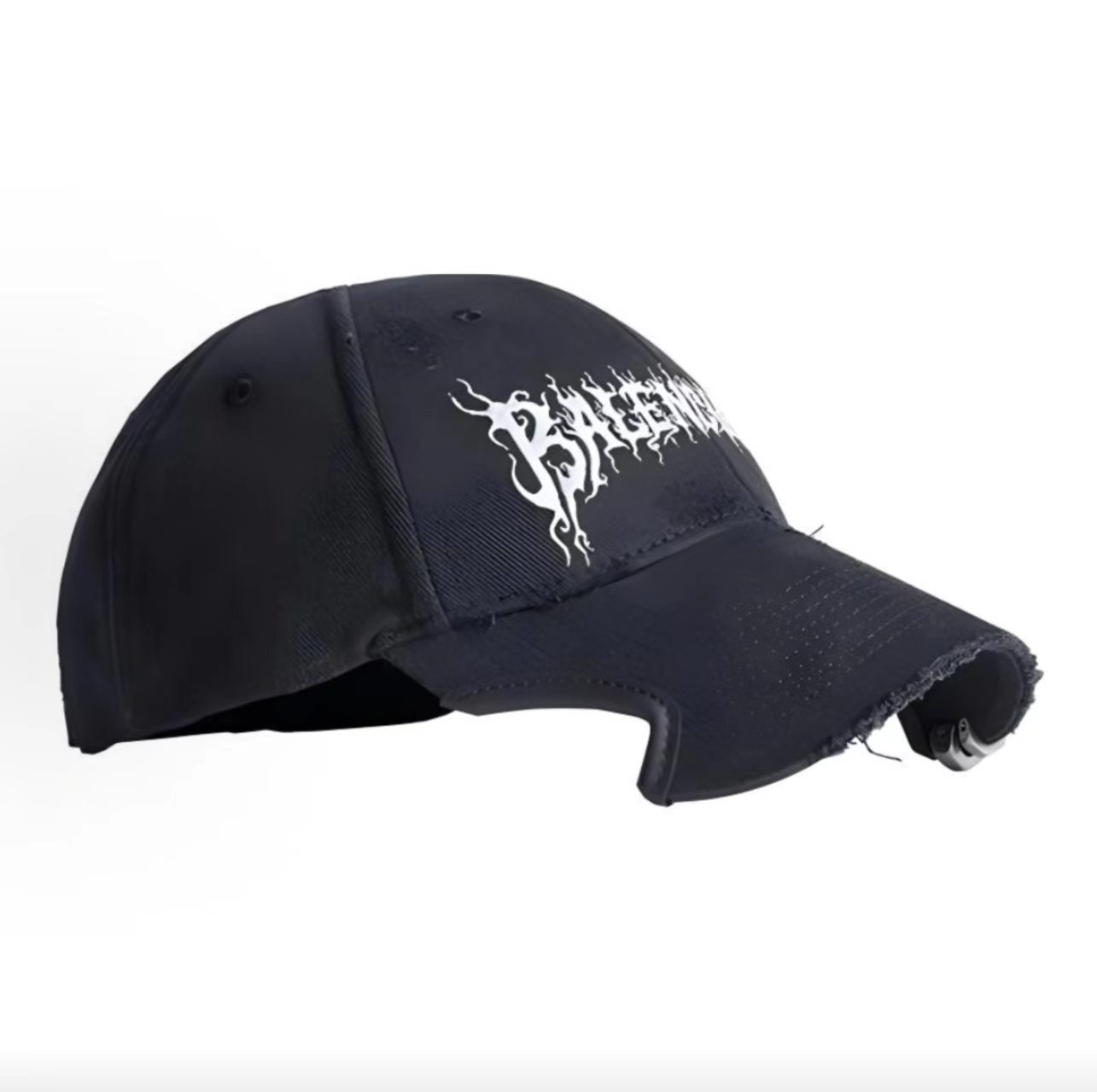Balenciaga Metal Gothic Logo Destroyed Baseball Cap