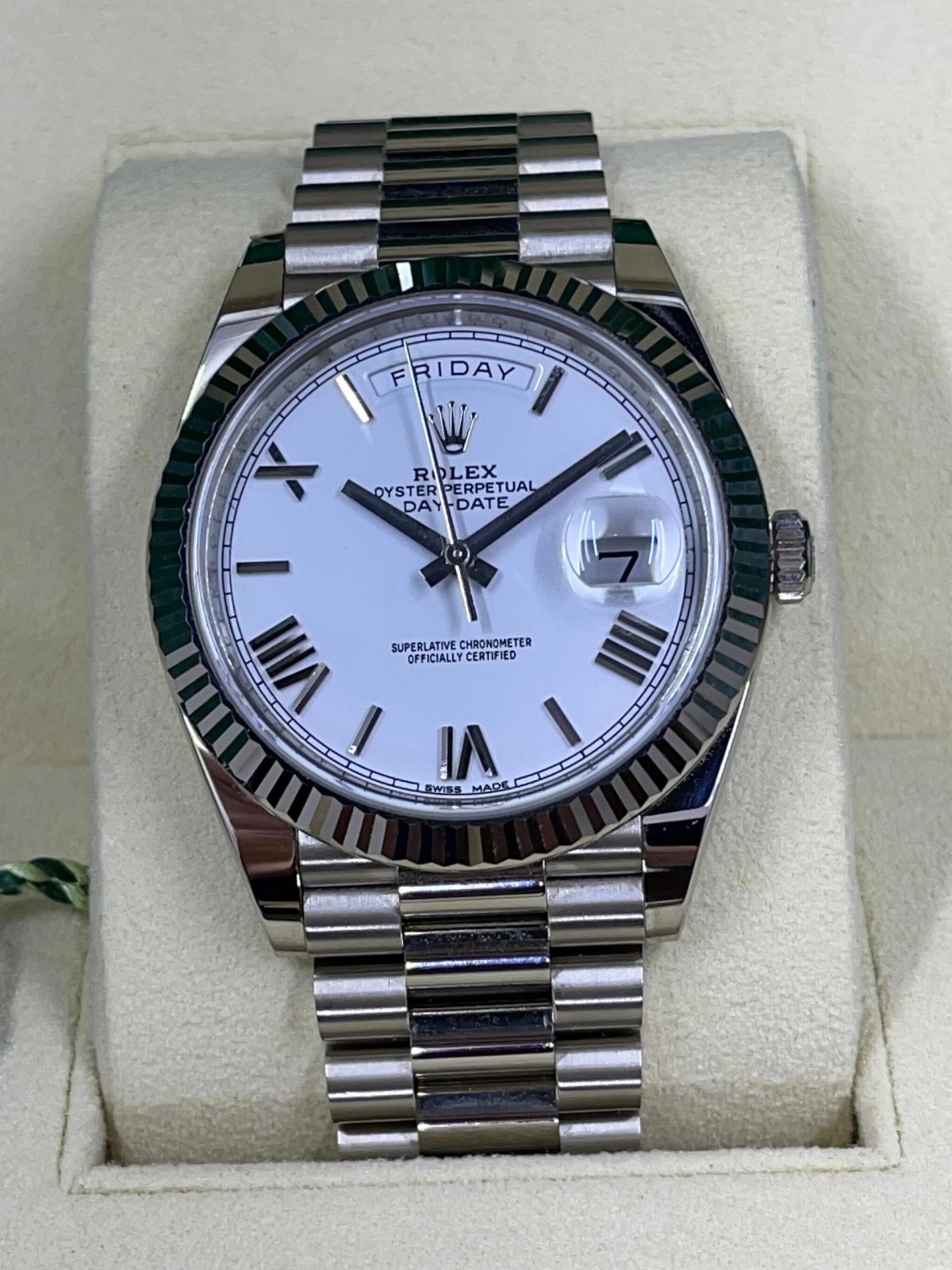 [2026 Mirror Grade]RLX  Day-Date President 40mm White Gold White Roman Dial - 228239