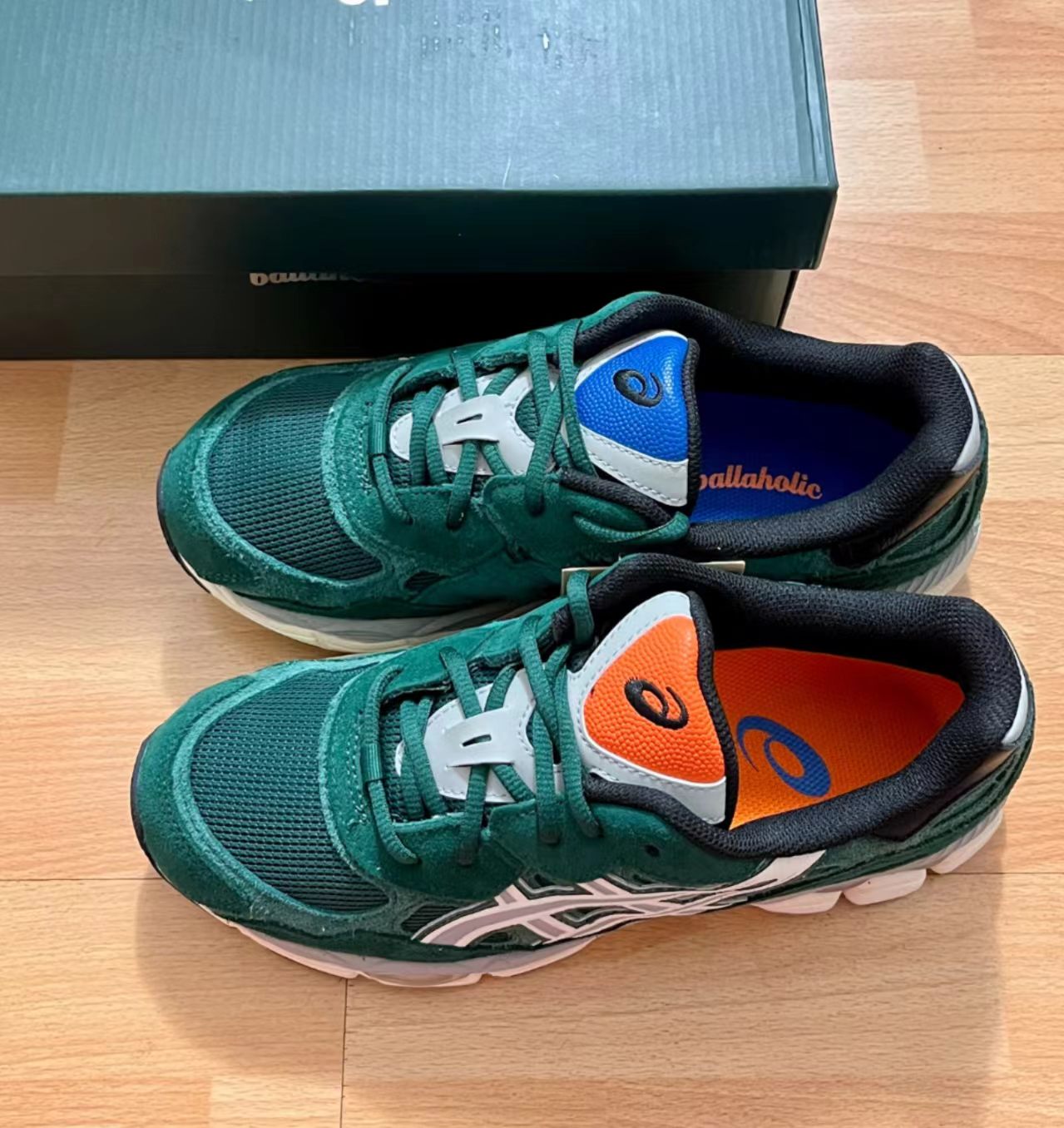 ballaholic x ASICS Gel-Nimbus Dark Green Off White Grey