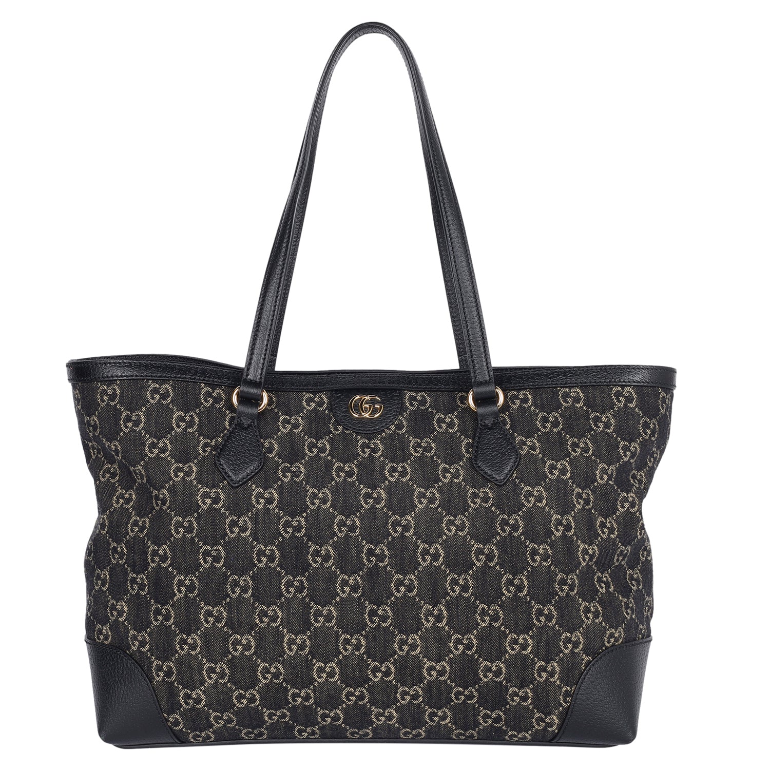 GG Jacquard Denim Ophidia Shopping Tote