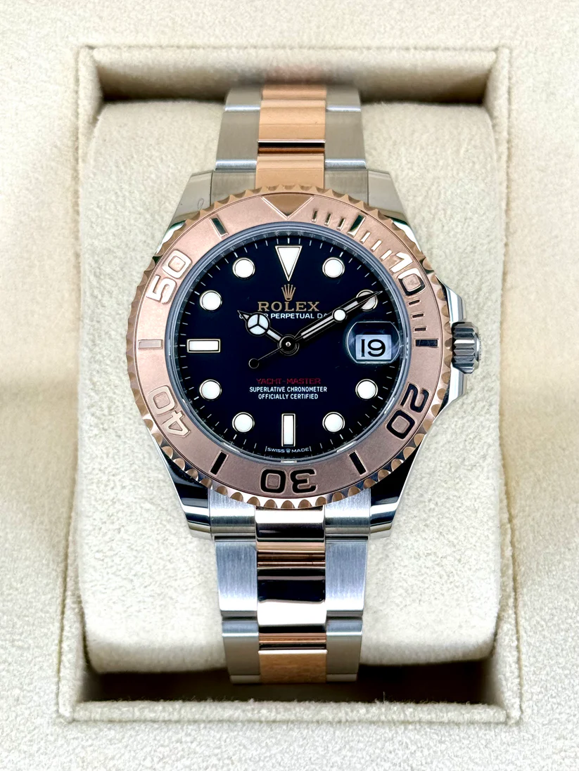 [2026 Mirror Grade]RLX Yacht-Master 37mm Steel and Everose Gold Watch - Black Dial - Oyster Bracelet 268621