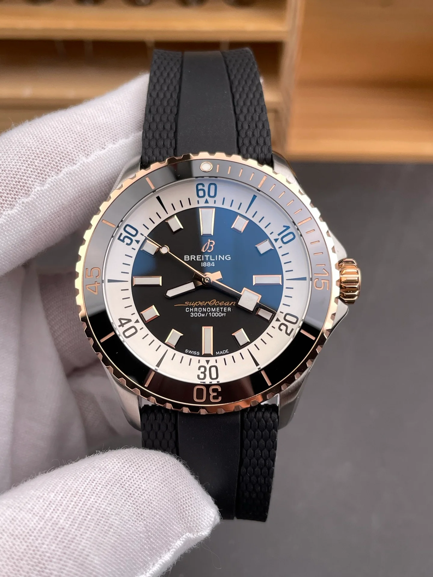Superocean Two-tone Rose Gold Black Dial
