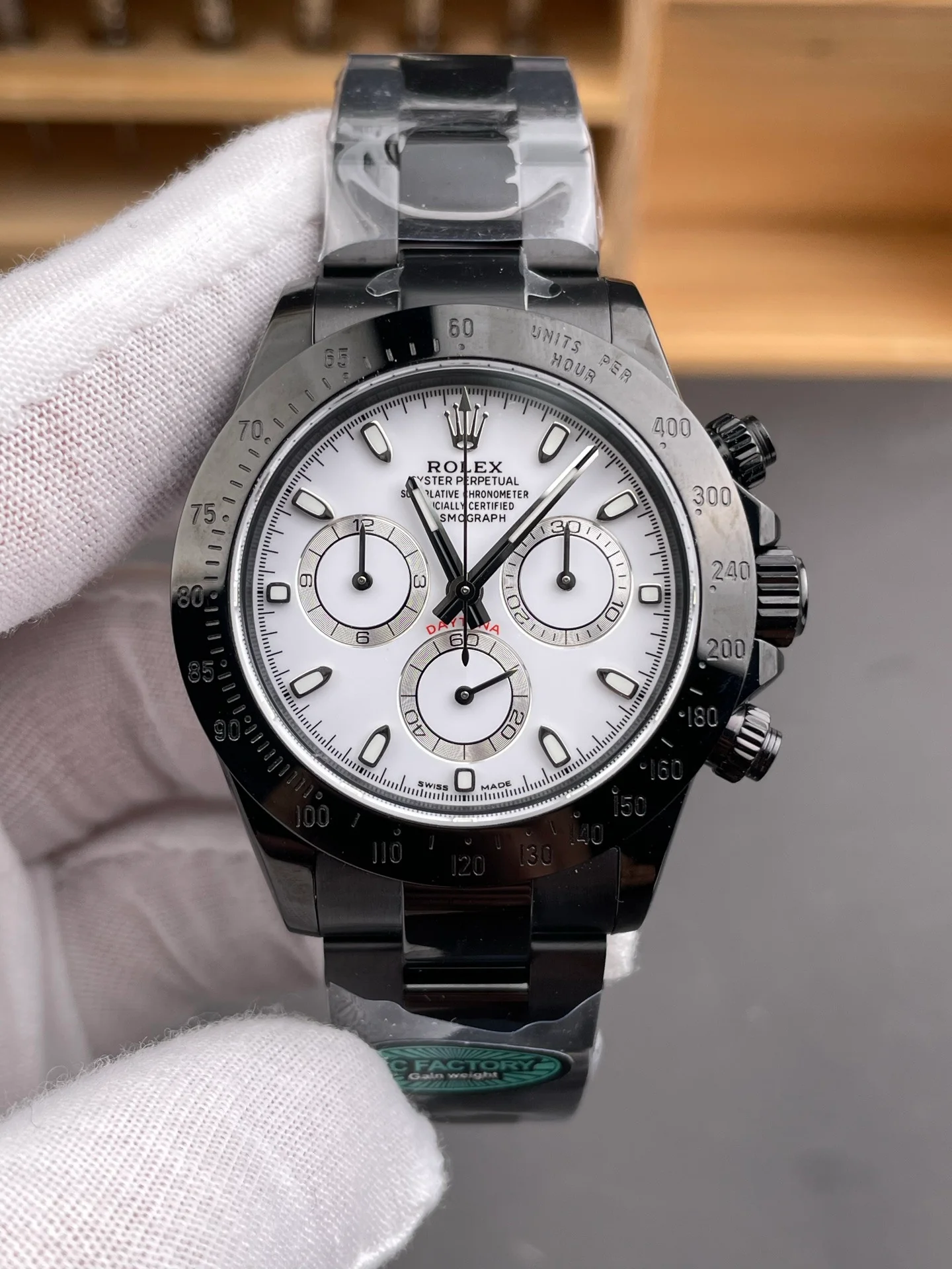 White Dial Black Steel Daytona