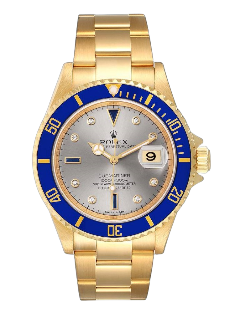 [2026 Mirror Grade]Rolex Submariner 16618 Serti Dial Blue Bezel 40mm Mens Replica Watch