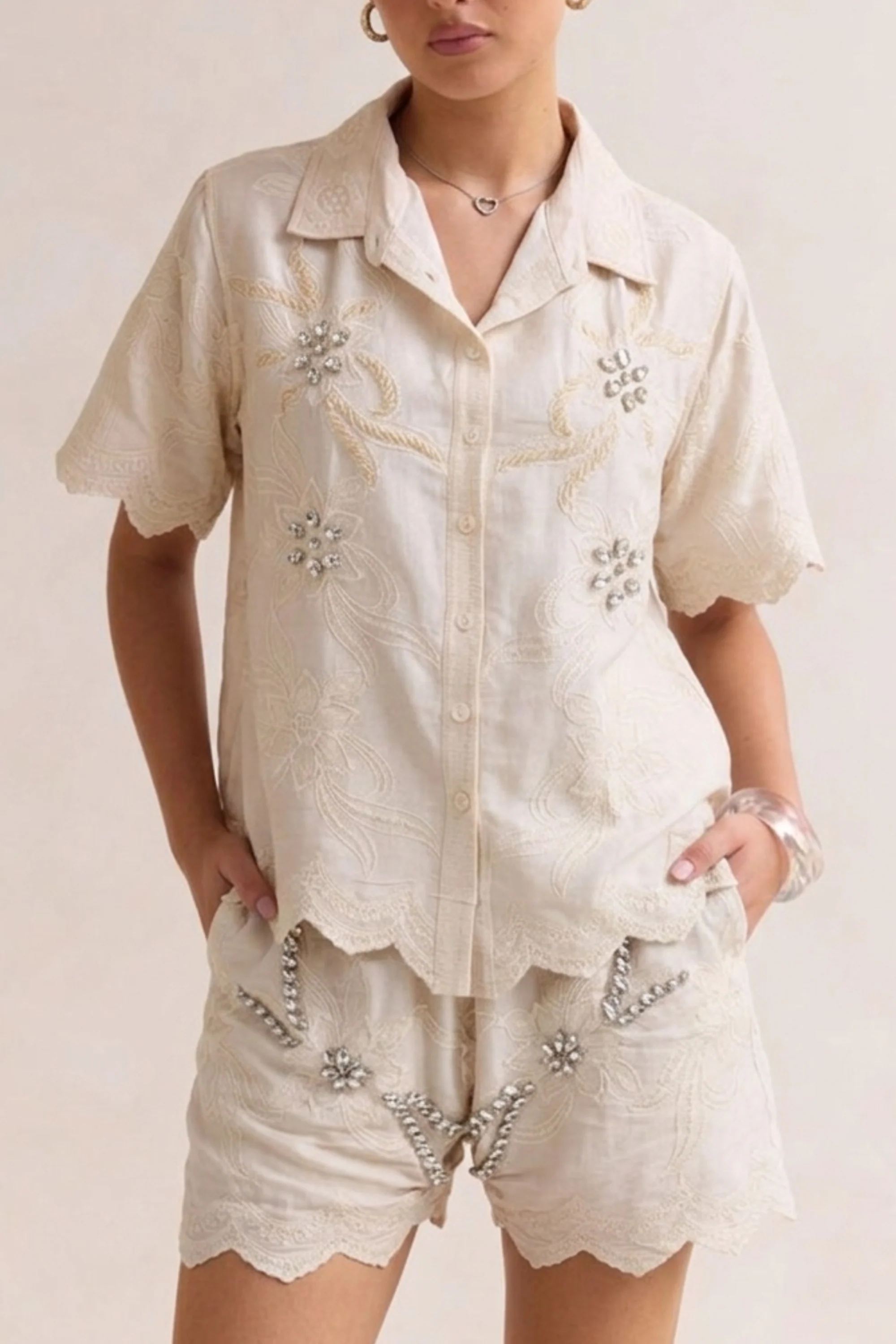 ButterCream Embellished Shorts Co-ord Set