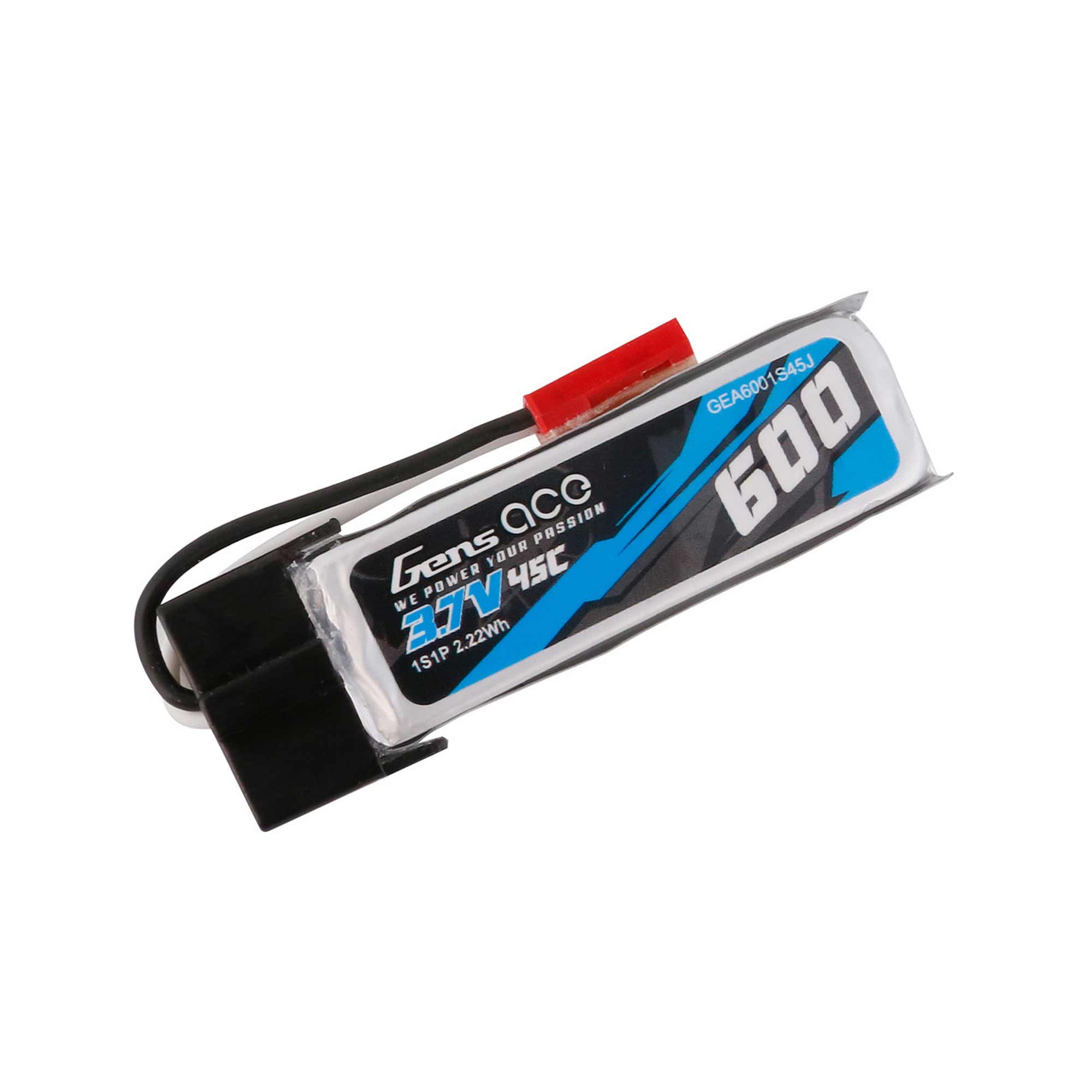 3.7V 600mAh 1S 45C LiPo Battery: JST-RCY