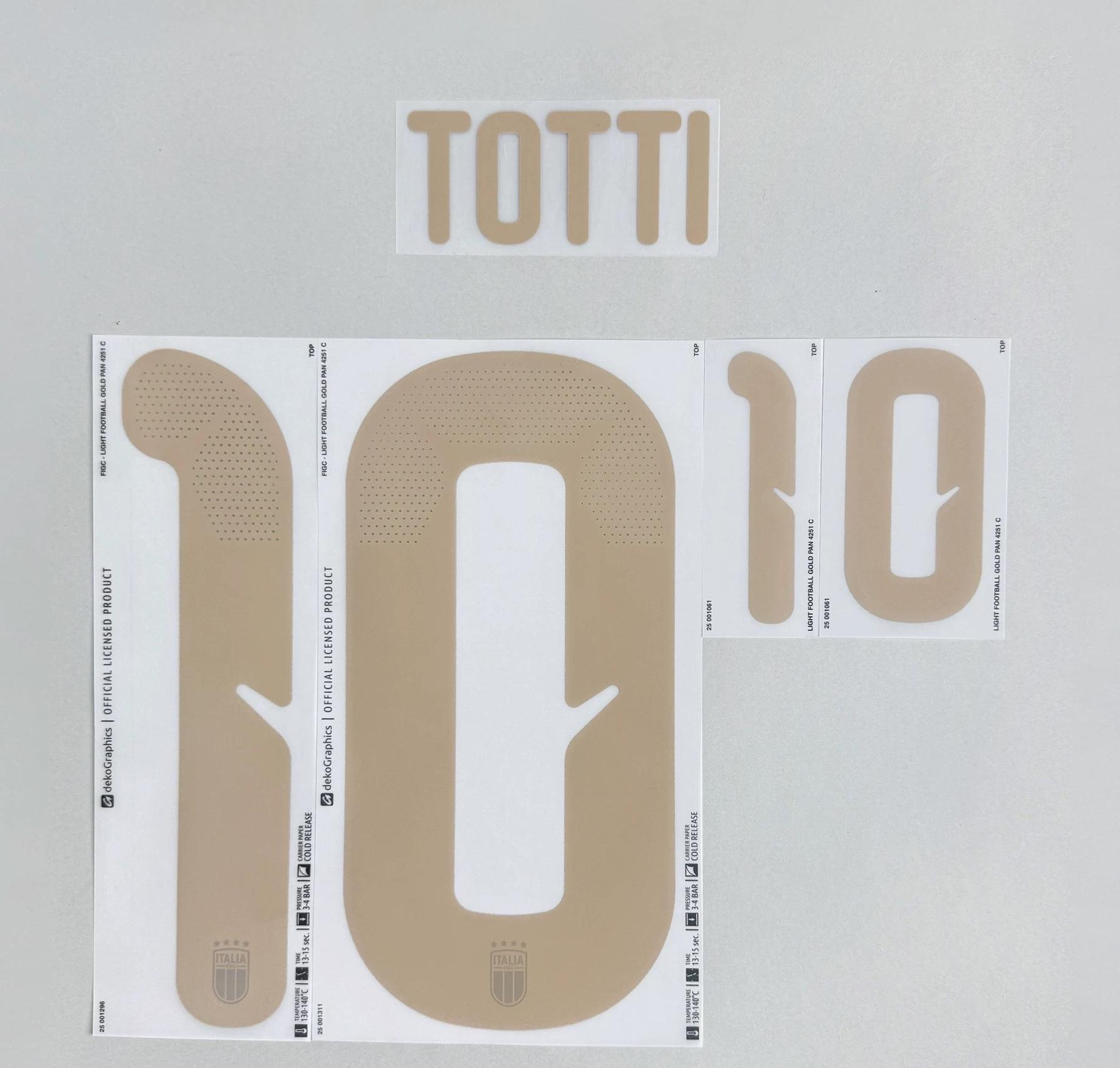 TOTTI #10 Italy 2026 World Cup Home Football Soccer Name & Number Set