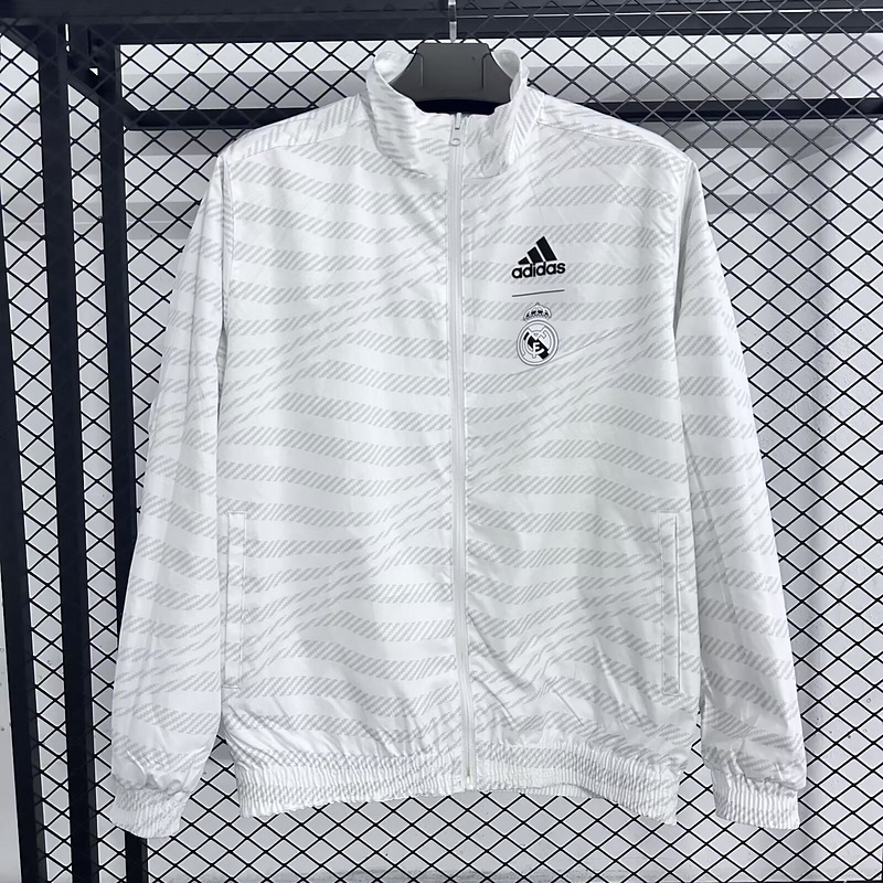 Real Madrid Reversible Double-Sides Windbreaker Jacket White&Gray 2025-26