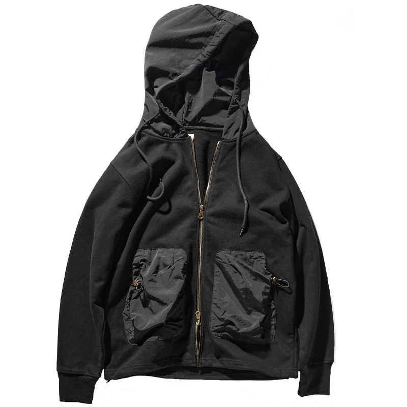 Heavy sweater pocket in winter loose thickened hooded autumn and winter hooded cashmere padded jacket men