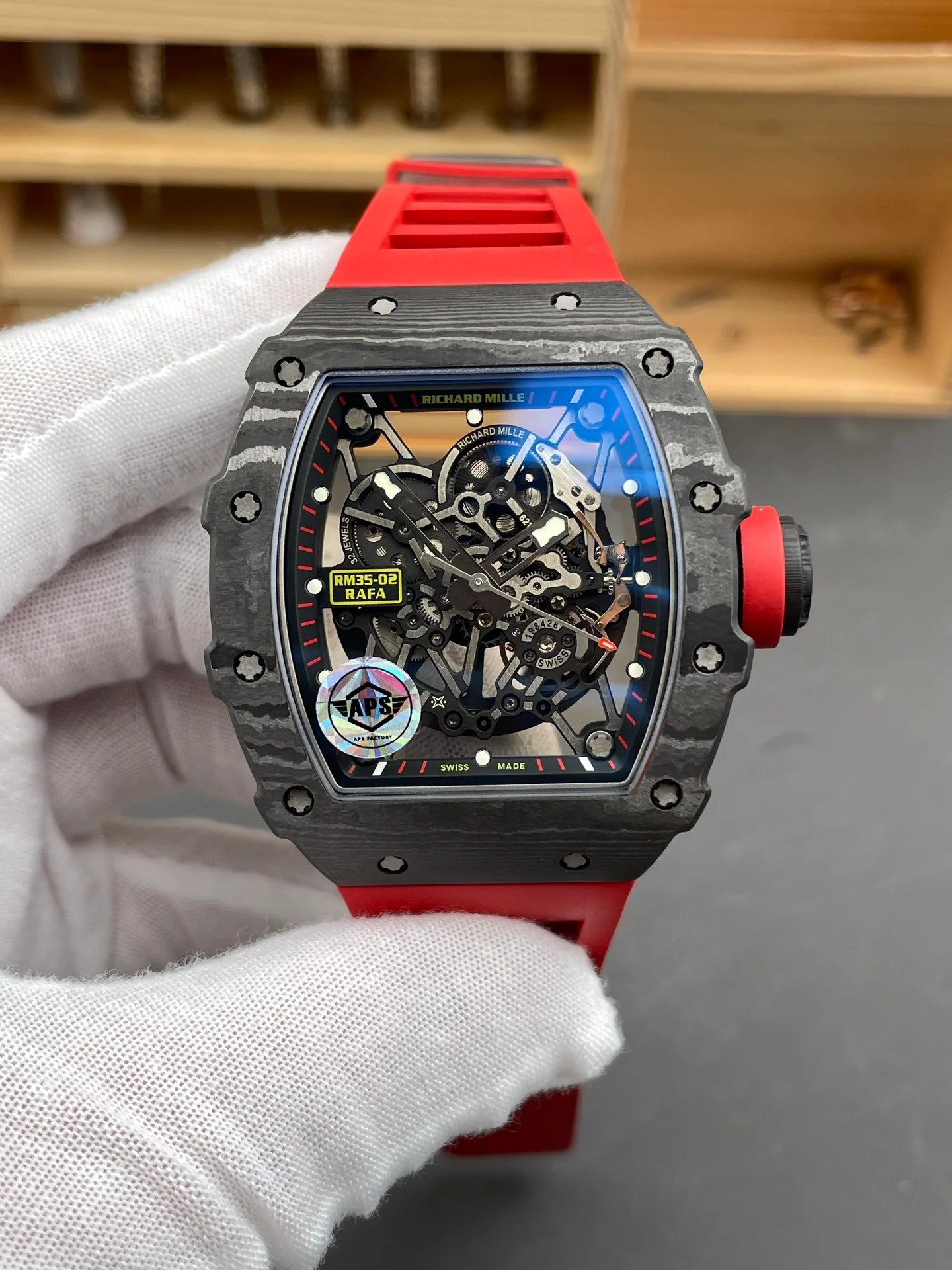 RM35-02 Carbon Fiber Red Bezel