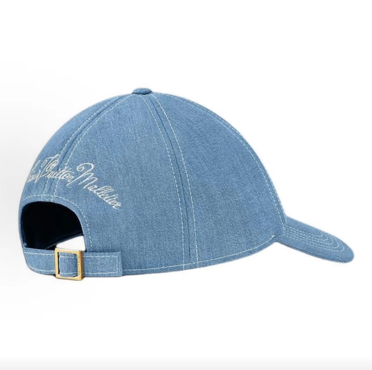 Louis Vuitton Light Denim Full Louis Vuitton Cursive Embroidery Baseball Cap