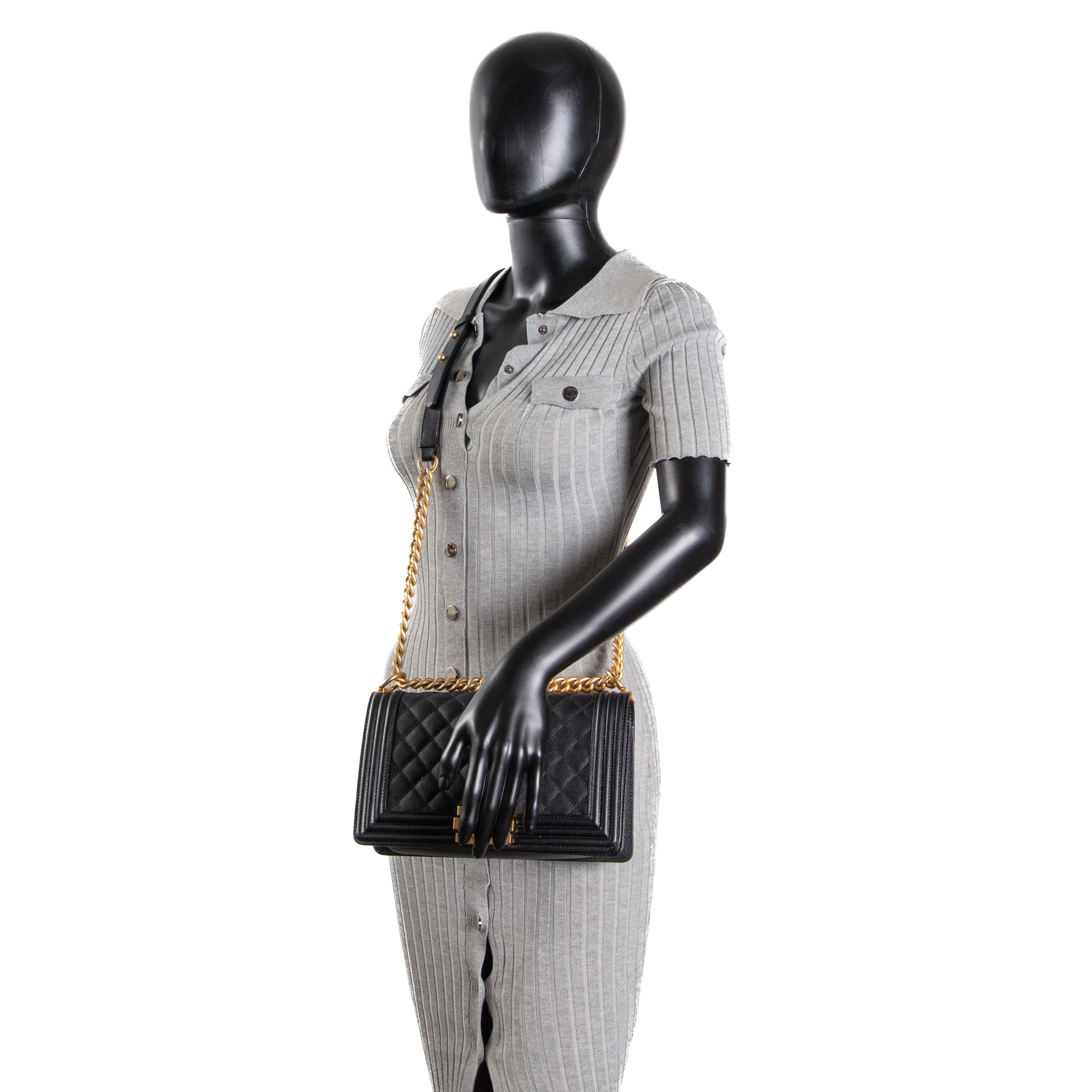 CHANEL Caviar Medium Boy Bag - Black