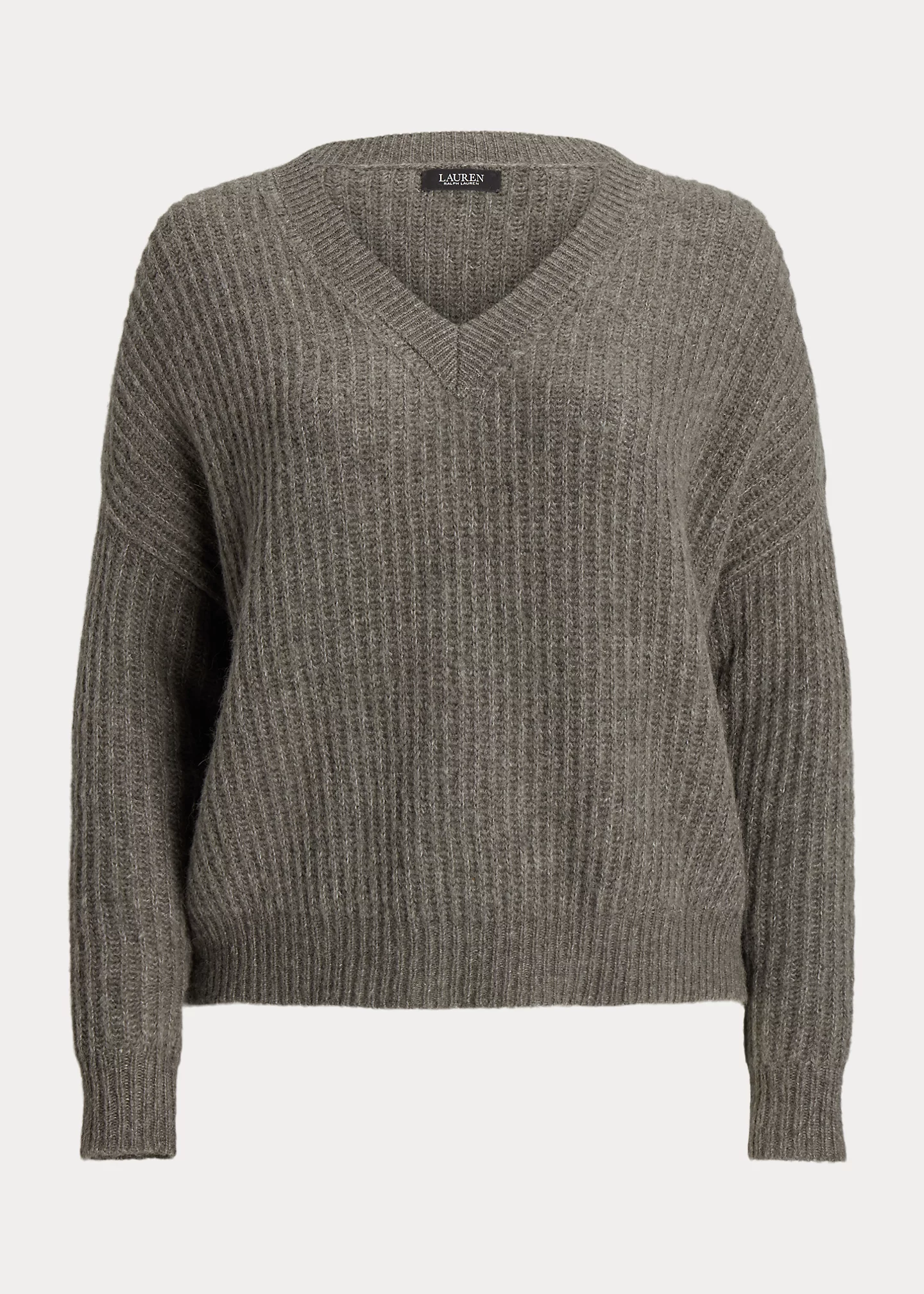 Wool-Blend Ribbed V-Neck Sweater