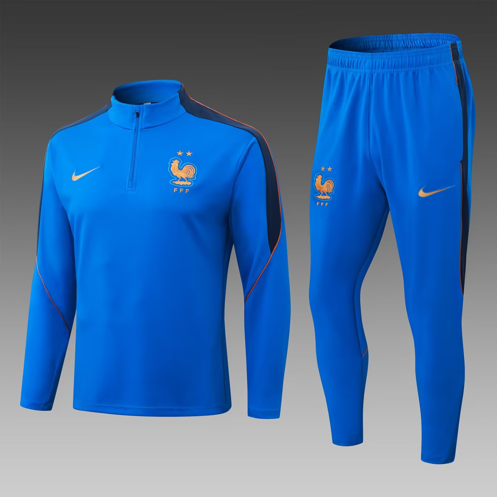 2026 France Half-Zip Training Suit Blue Shirt Set