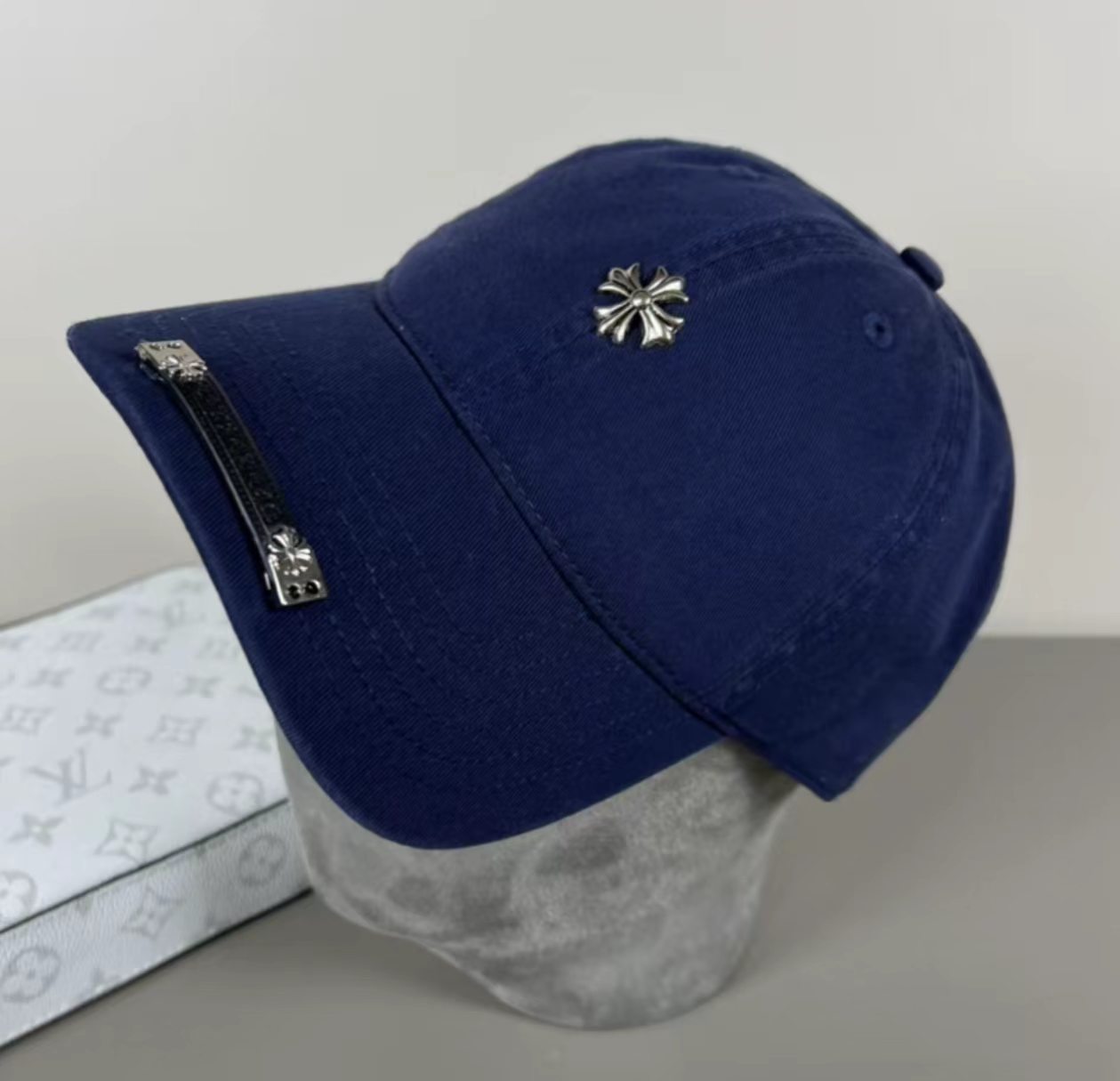 Chrome Hearts Navy Cross Logo Baseball Cap